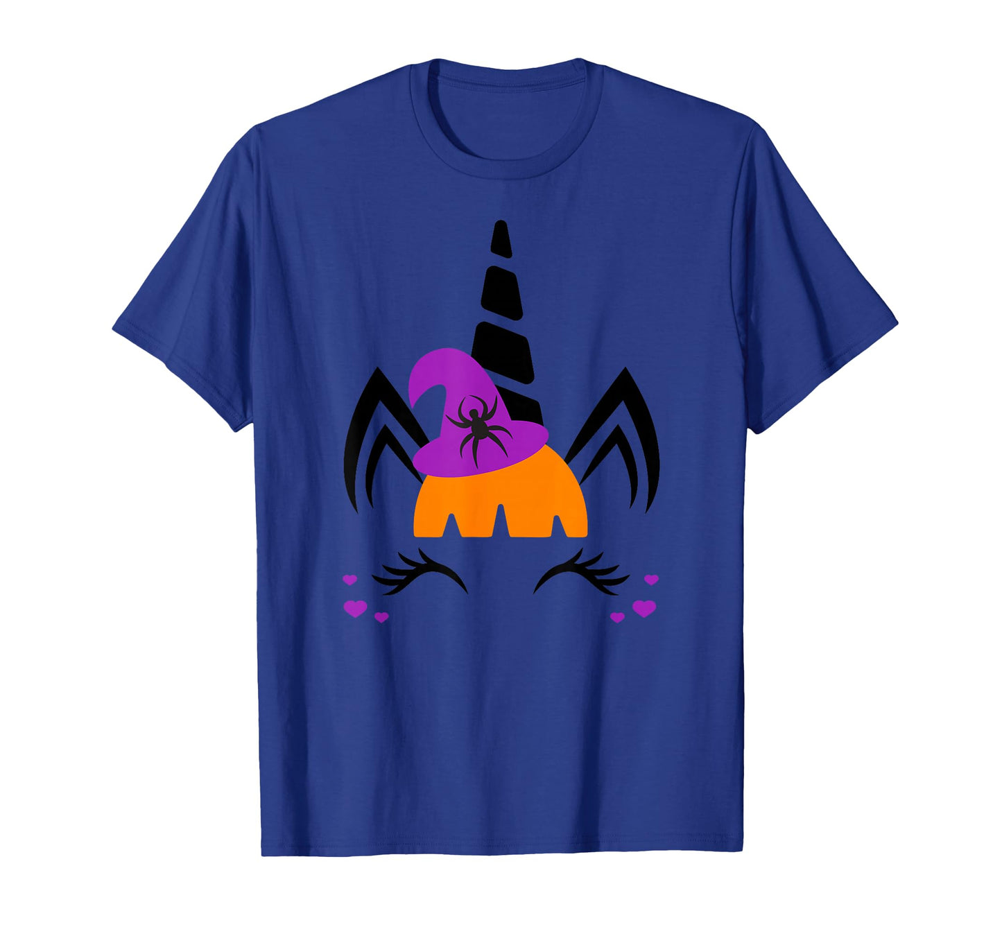 Unicorn Face Eyelashes Spider Witch Hat Halloween Costume T-Shirt