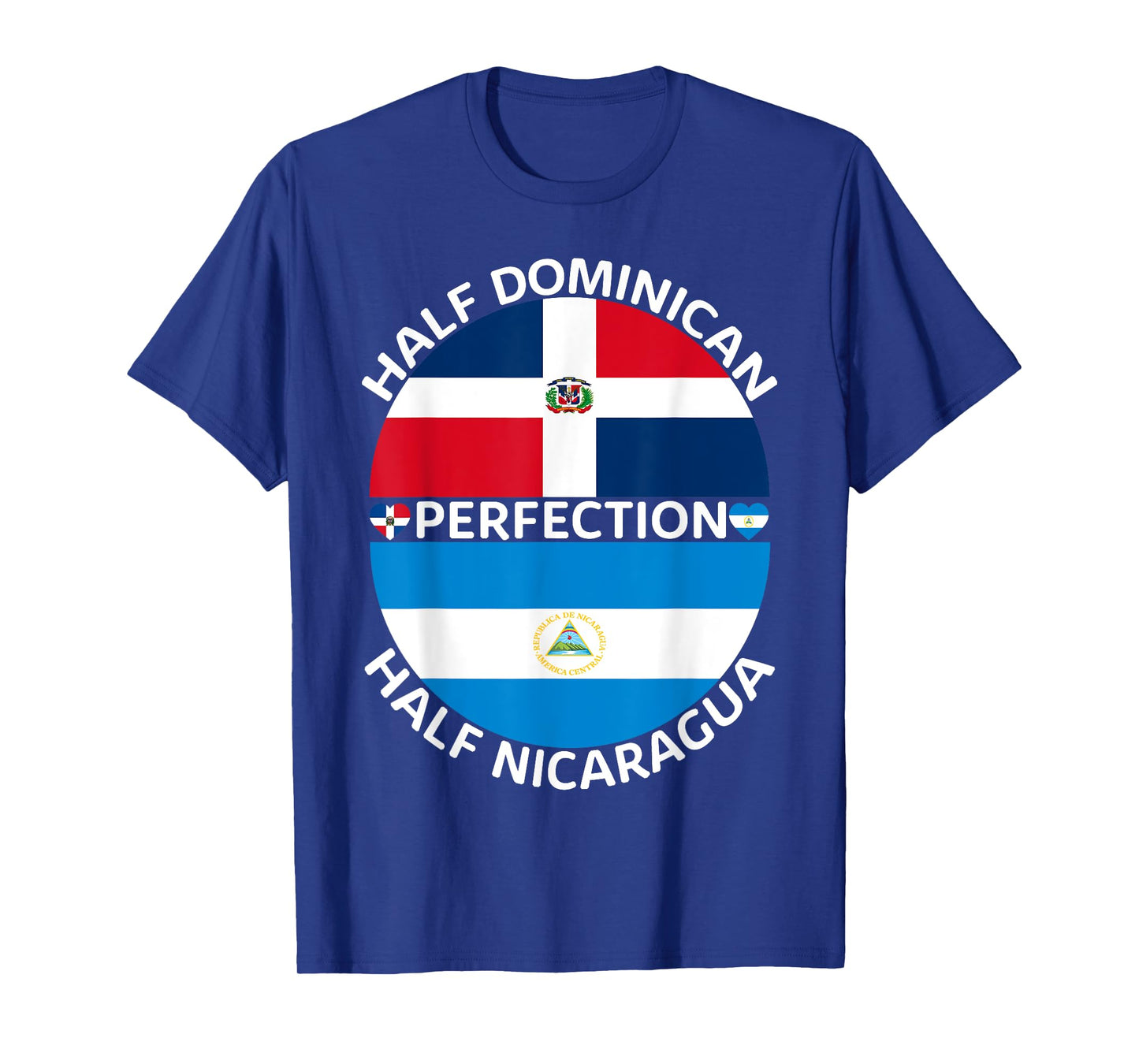 Half Nicaraguan Half Dominican Republic Nicaragua Flag Men T-Shirt