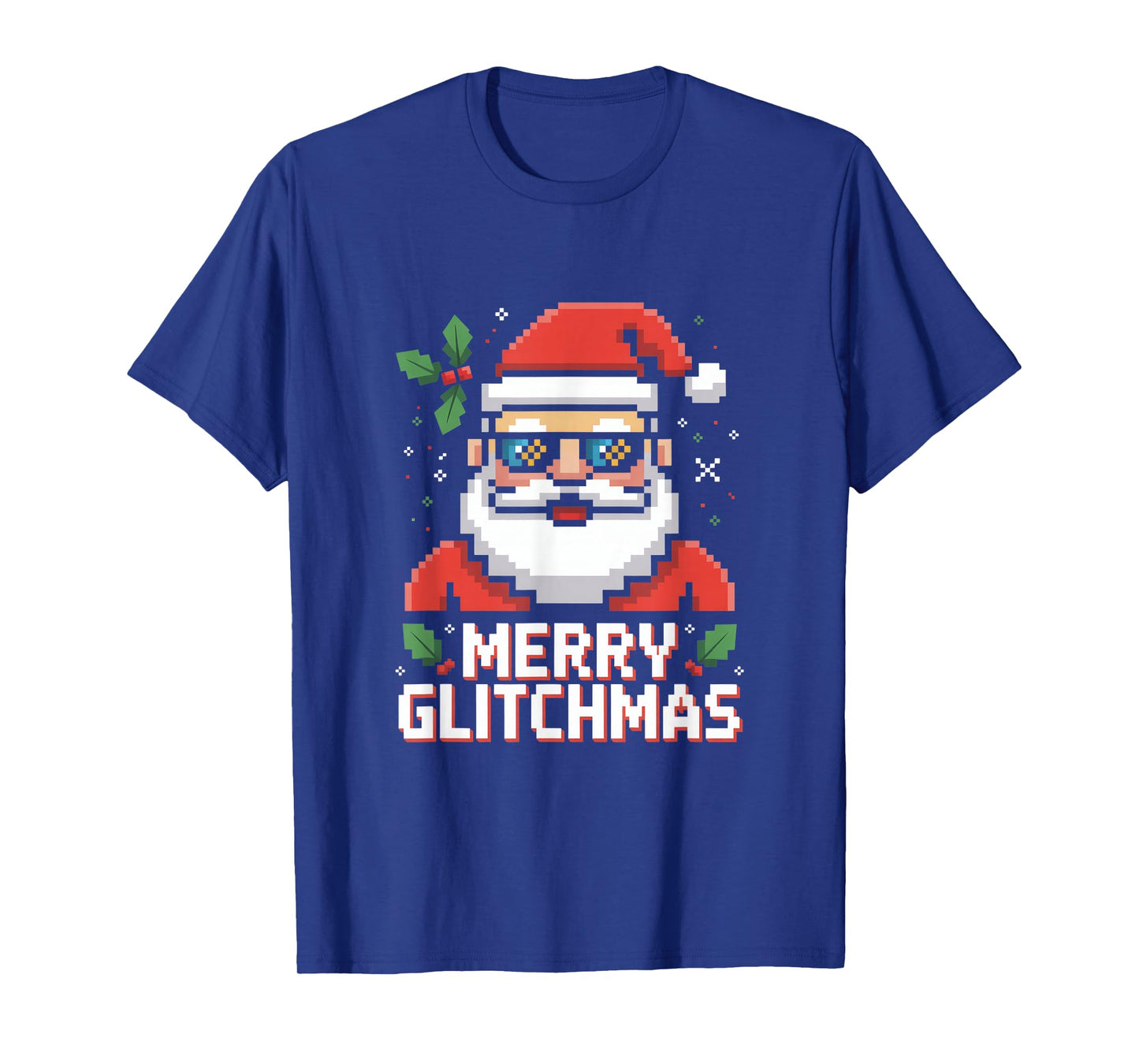 Merry Glitchmas Pixel Santa Retro Gaming Christmas T-Shirt