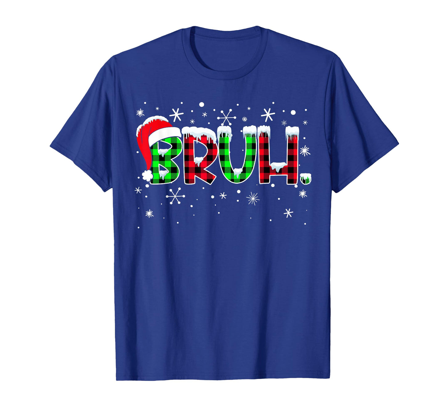 Bruh Funny Christmas Plaid Teens Boys Kids Xmas Pajamas T-Shirt