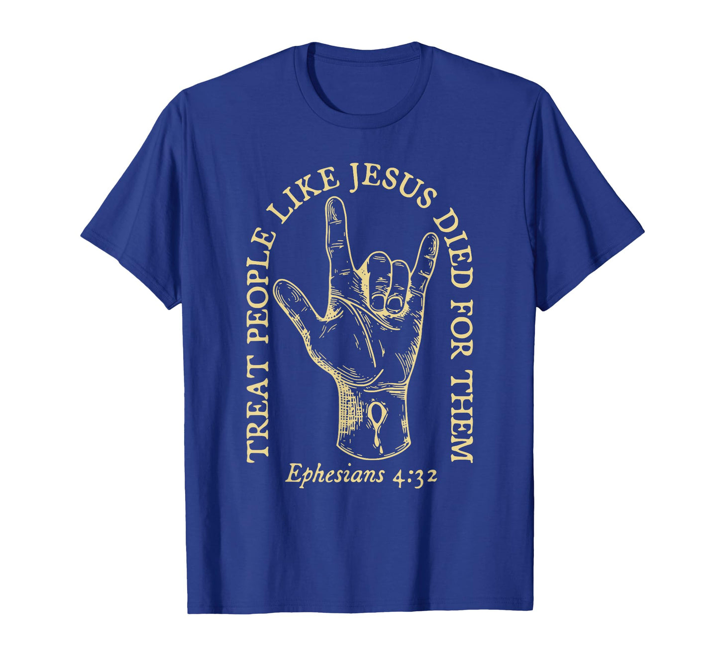 treat people like jesus died for them retro rock sign hand T-Shirt