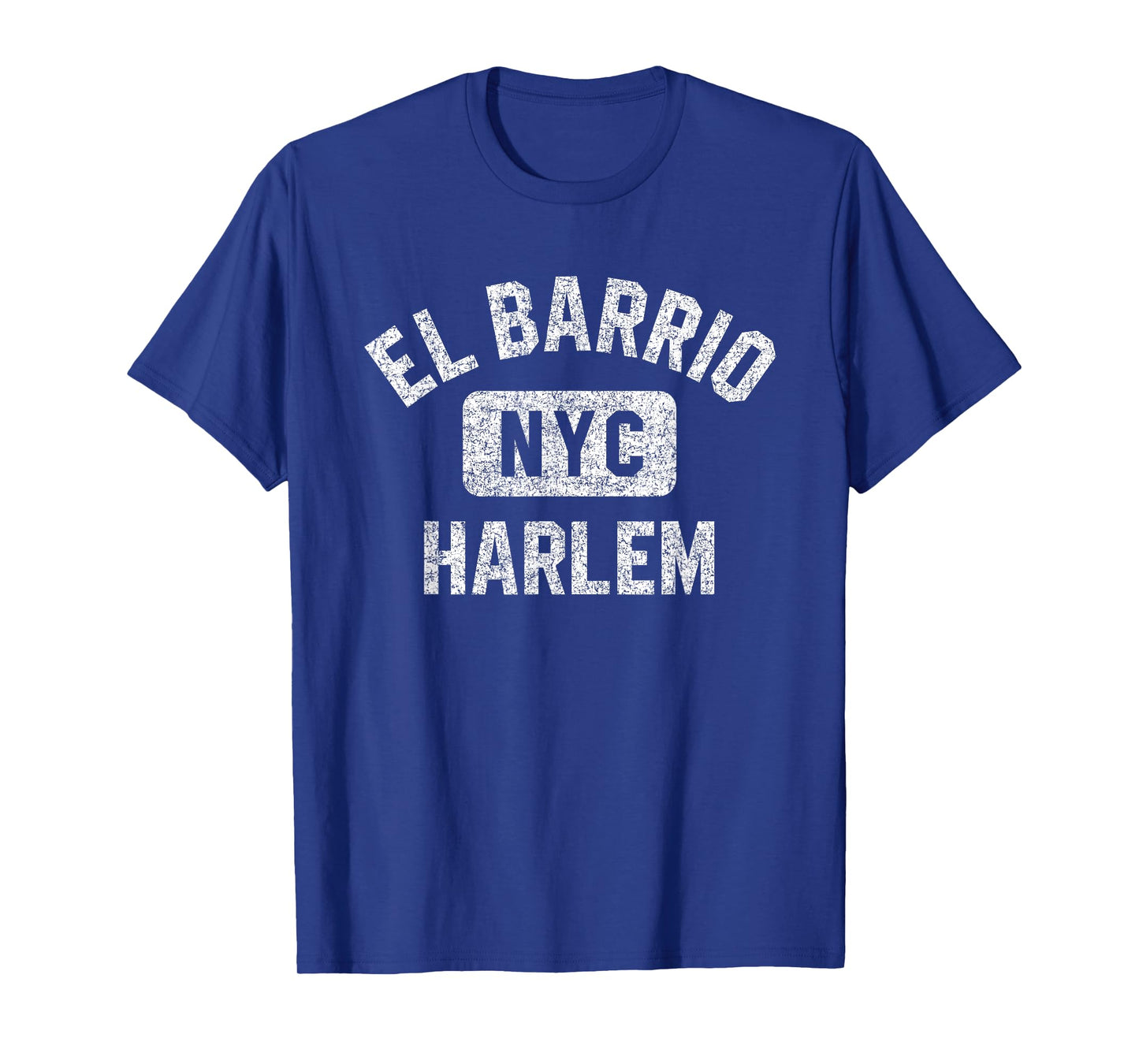 El Barrio Harlem NYC Gym Style Distressed White Print T-Shirt