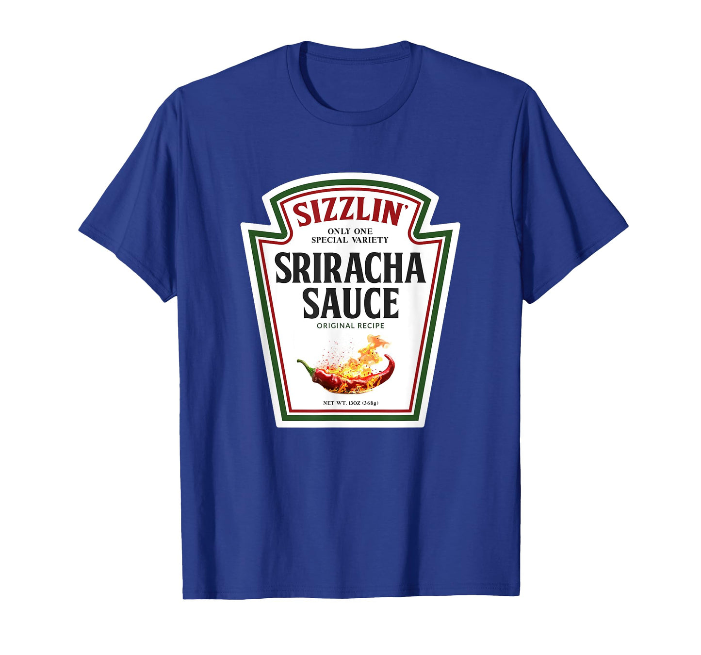 Sizzling Sriracha Sauce Funny Bottle Label Condiment design T-Shirt