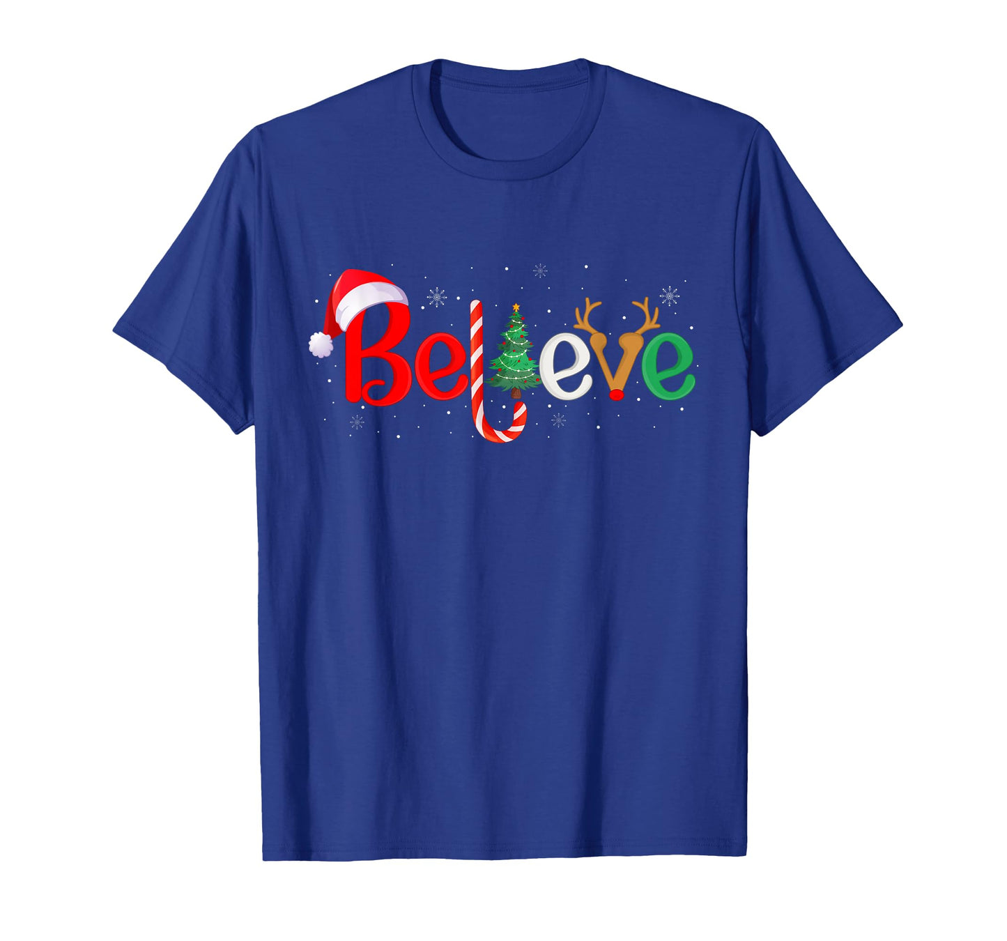 Believe Xmas Family Matching Funny Reindeer Santa Christmas T-Shirt