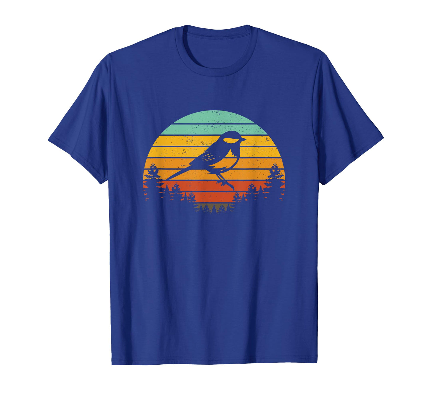 Chickadee Bird Silhouette Retro Vintage Art Design T-Shirt