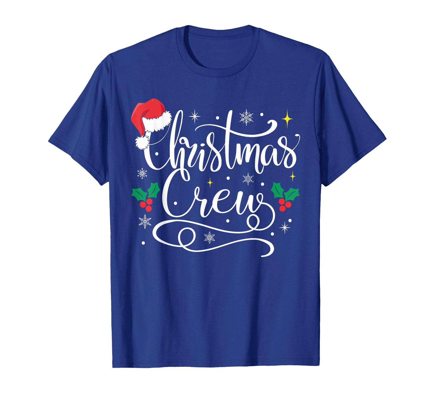 Merry Christmas Crew Santa Hat Holiday Matching Family Pjs T-Shirt