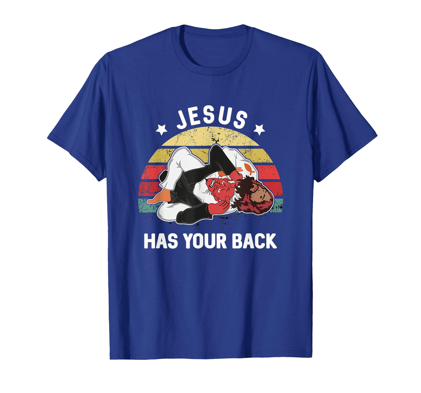 Jesus Has Your Back Jiu Jitsu Retro Christian T-Shirt