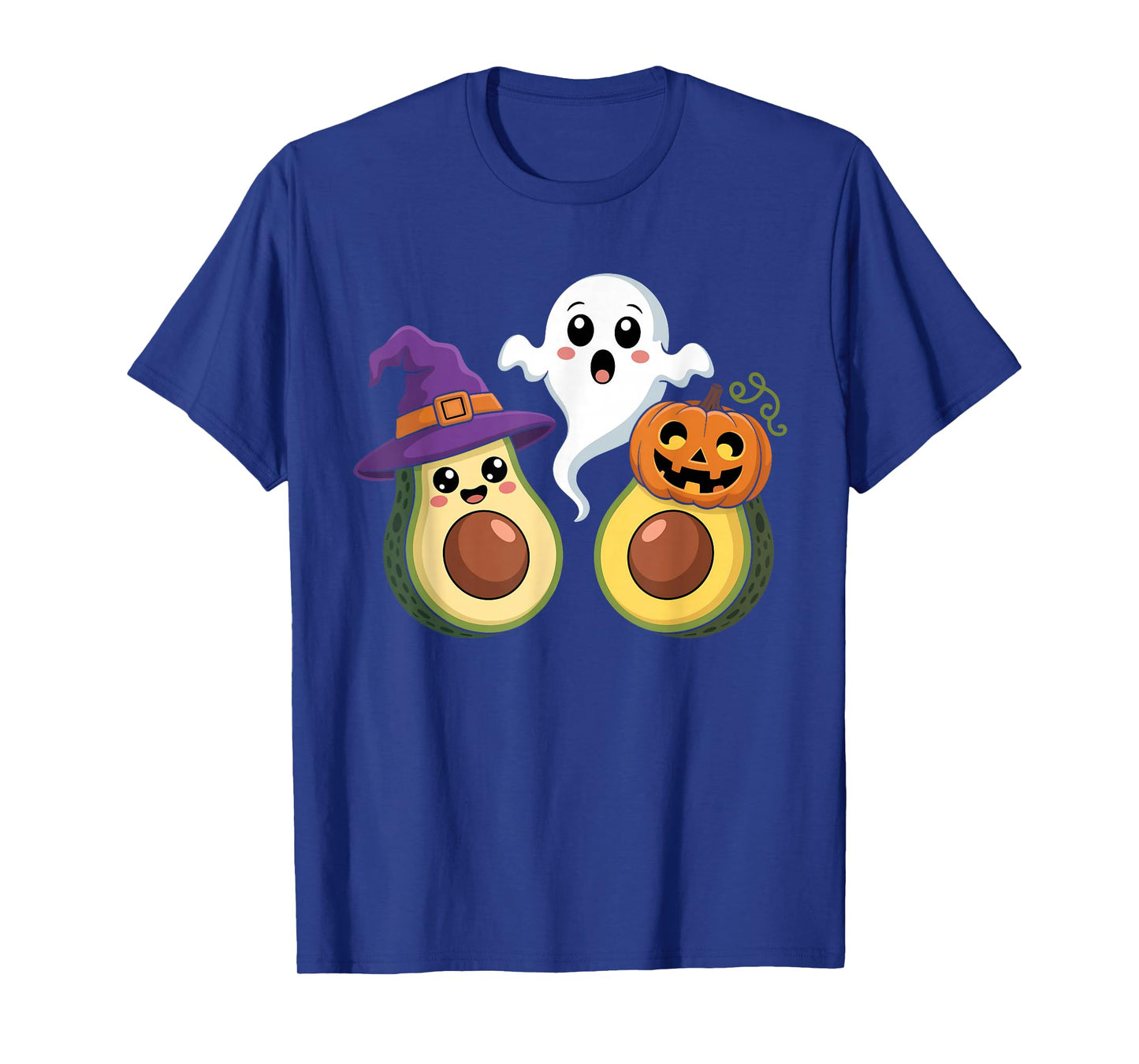 Cute Halloween Avocado Ghost Pumpkin Funny Spooky Women Men T-Shirt
