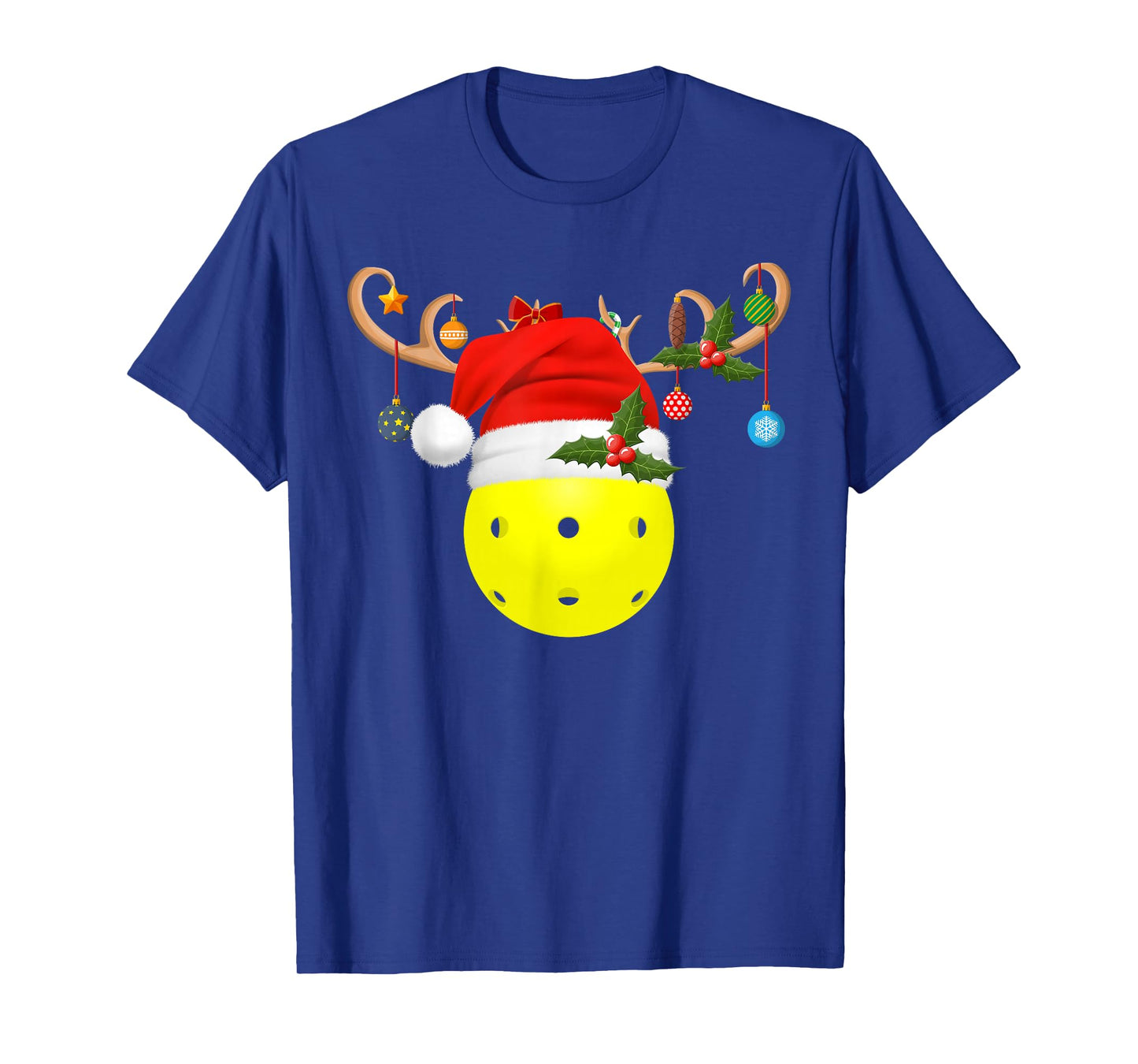 Pickleball Christmas Reindeer Santa Hat Sports Player Xmas T-Shirt