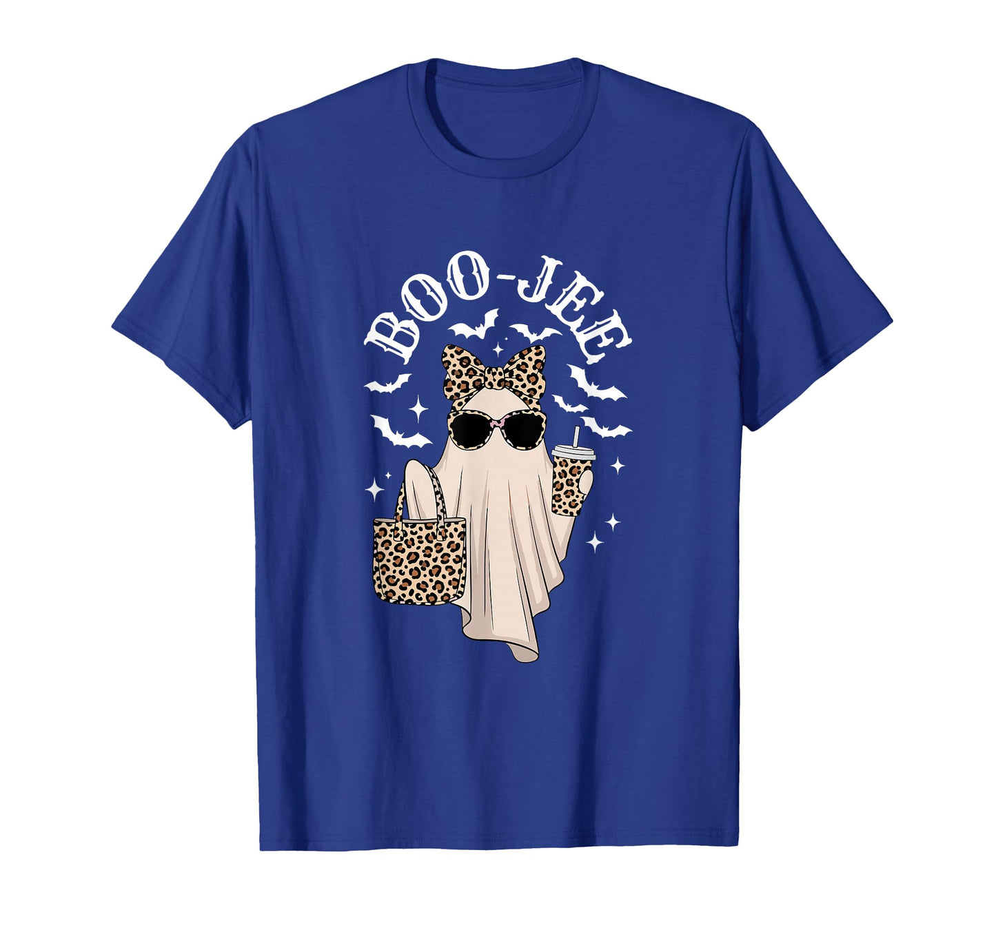 Coquette Leopard Ghost Coffee Boo-JEE Halloween Boujee Ghost T-Shirt