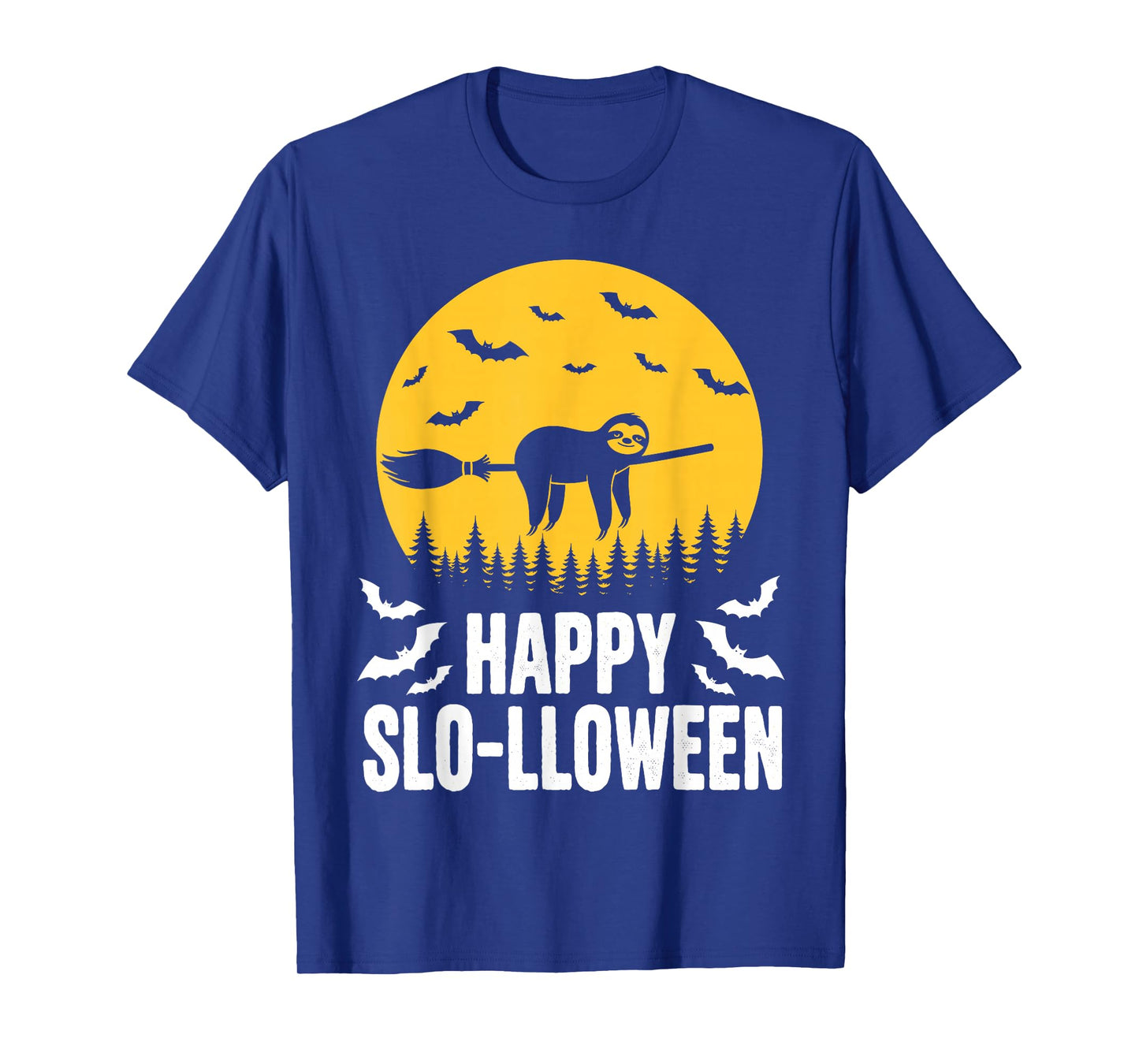 Happy Slo-lloween Funny Halloween Sloth Flying Witch T-Shirt