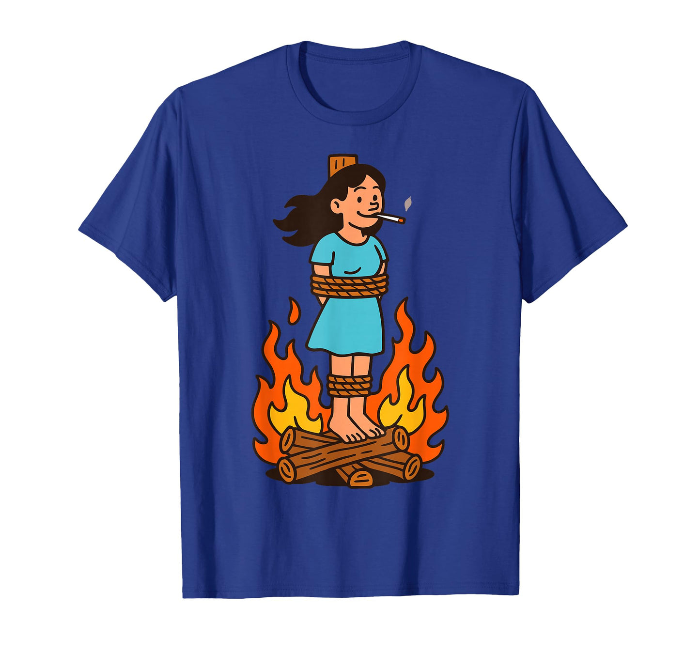 Witch Lighting Cigarette with Flames Occult Unholy Funny T-Shirt