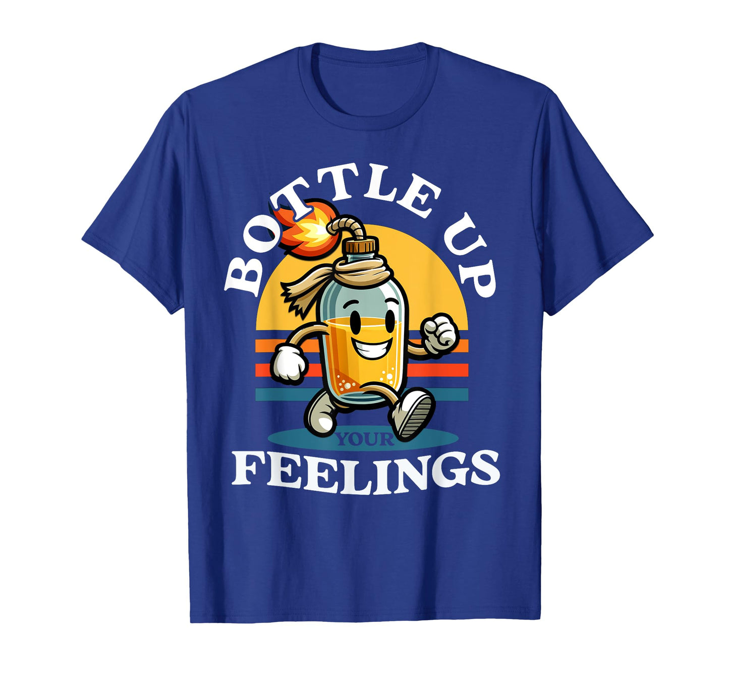 Bottle Up Your Feelings Funny Cartoon Retro Vintage T-Shirt