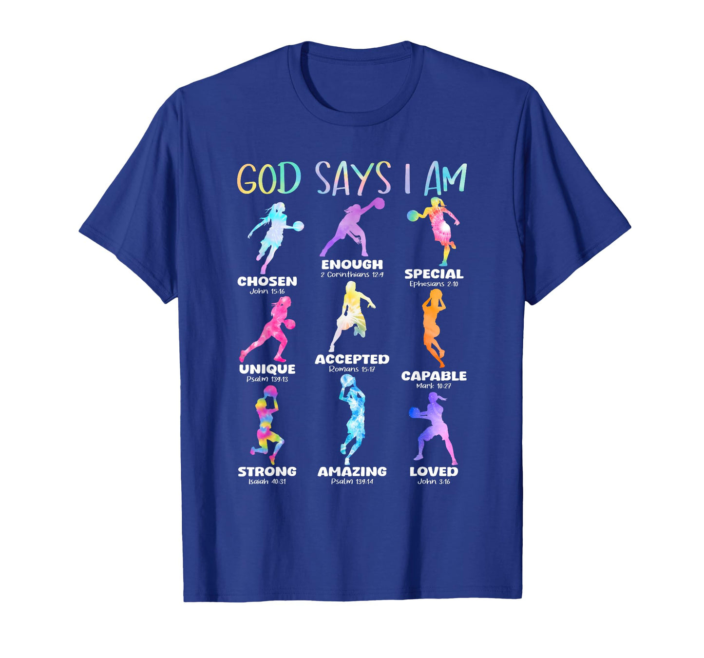 God Says I Am Christian Girls Teens Kids Basketball Tie Dye T-Shirt