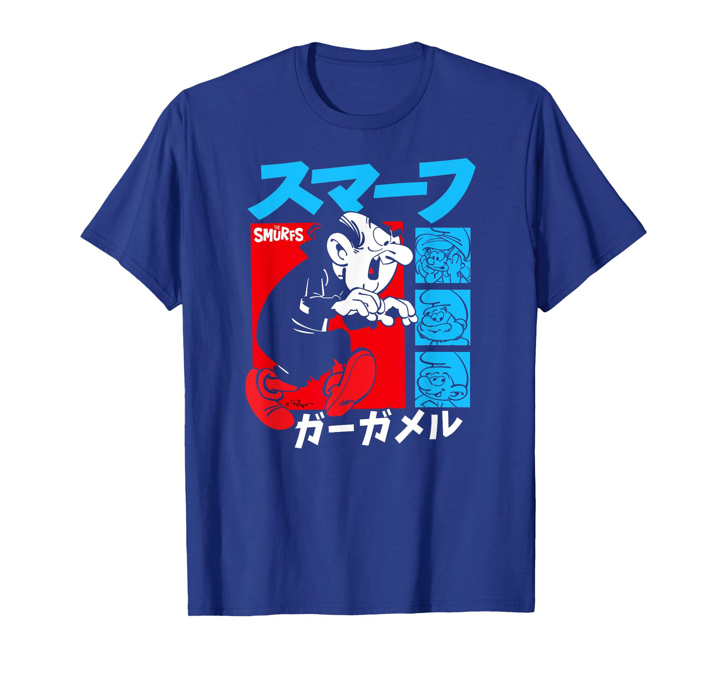 The Smurfs Gargamel Kanji Collage Vintage Cartoon T-Shirt