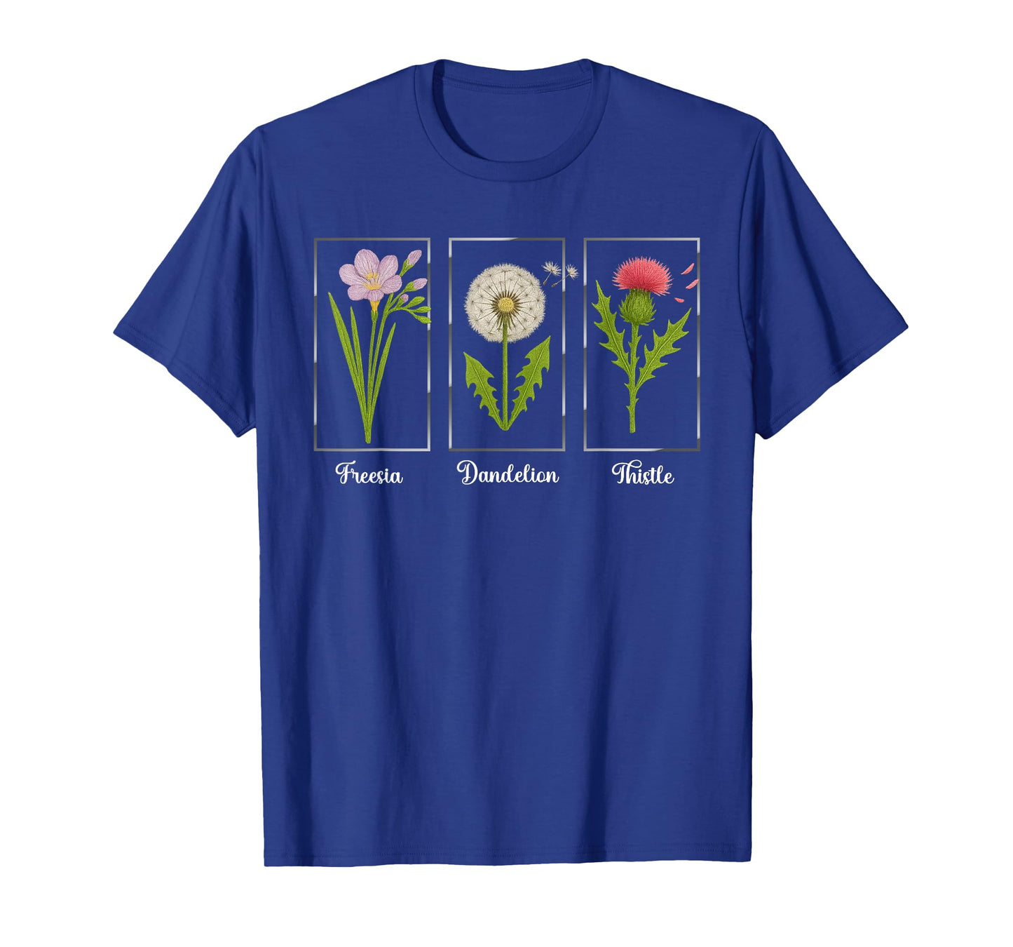 Vintage Subtle Flowers Freesia Dandelion Thistle Women T-Shirt