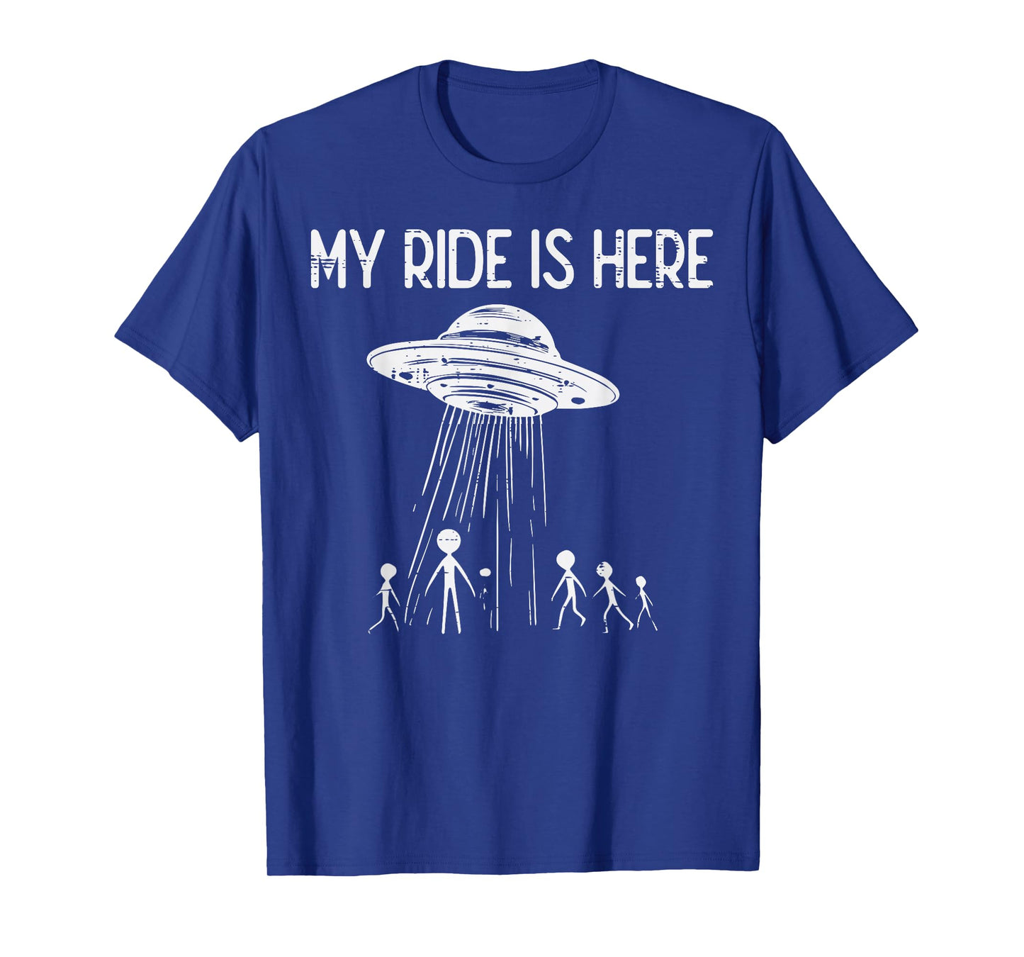 Alien UFO My Ride Is Here Funny Flying Saucer Kids Men Women T-Shirt