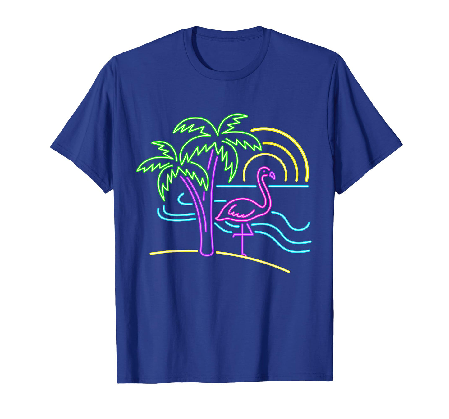 Vintage 80s Pink Flamingo Palm Tree Summer Vacation Beach T-Shirt