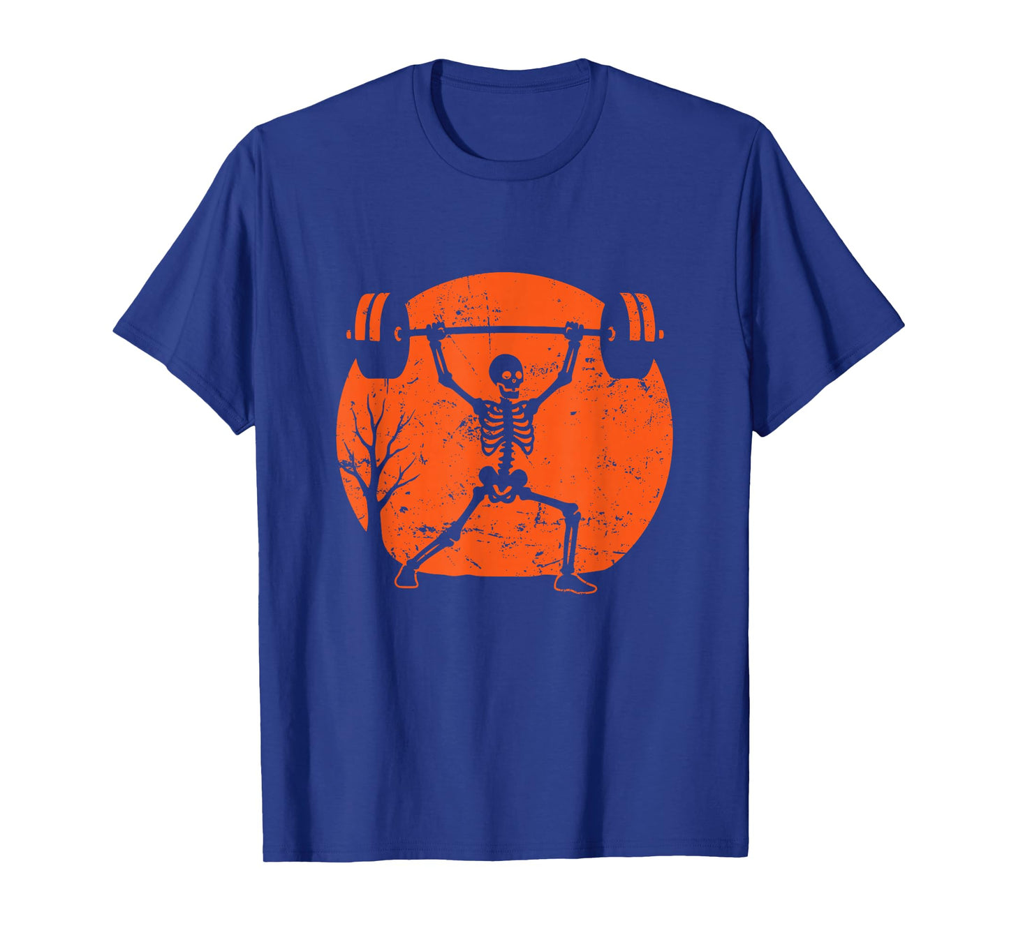 Skeleton Weightlifting Under Moon T-Shirt