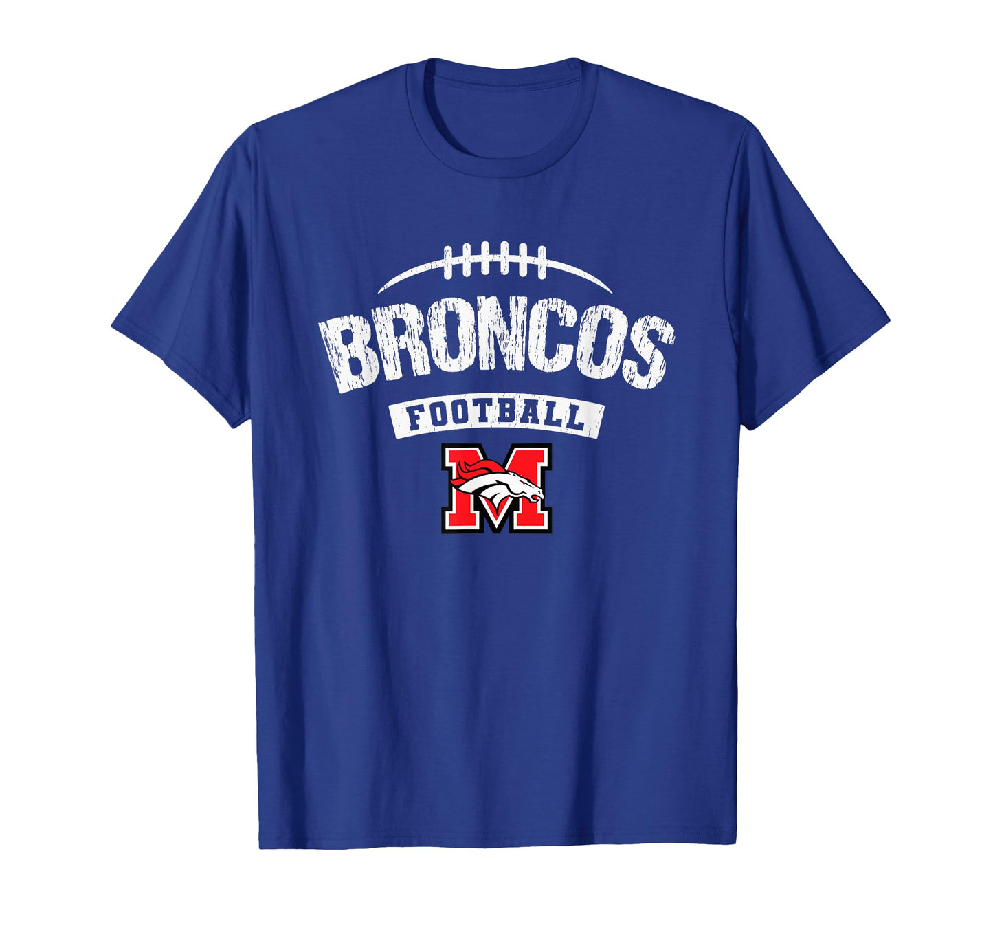 Mustang Broncos Logo Football Distressed HS T-Shirt
