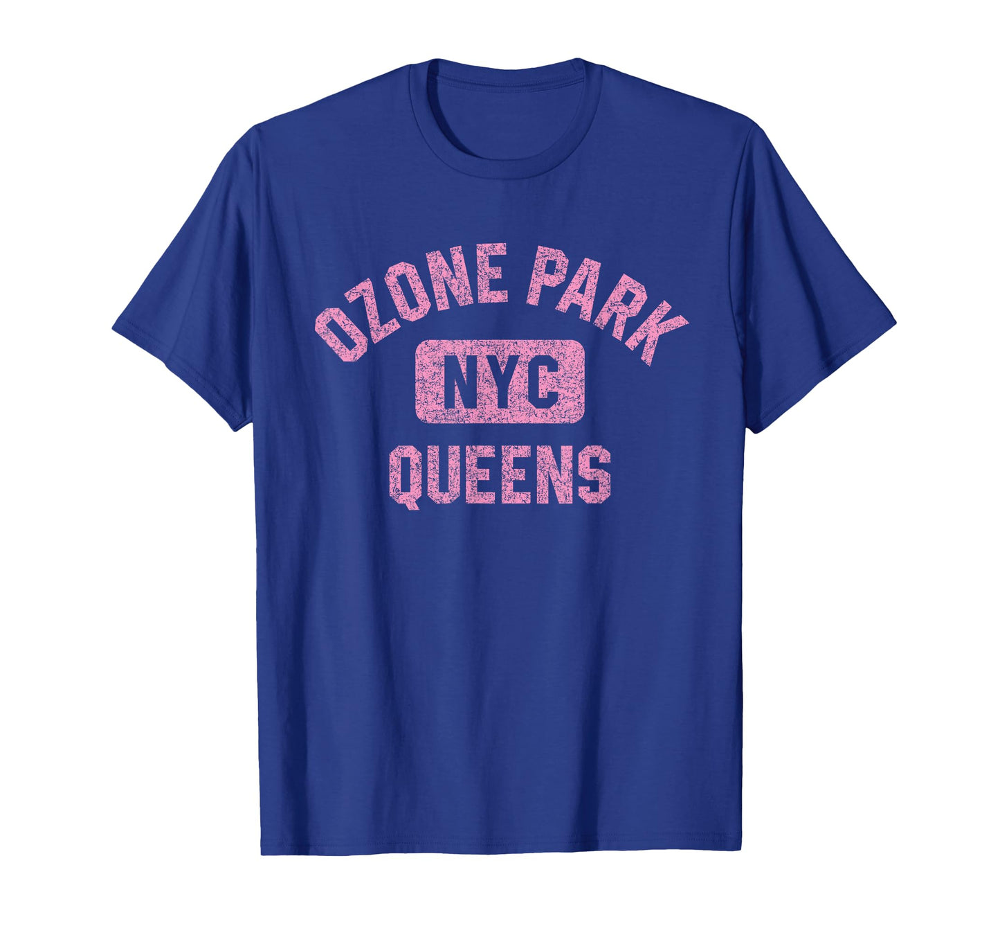 Ozone Park Queens NYC Gym Style Distressed Pink Print T-Shirt