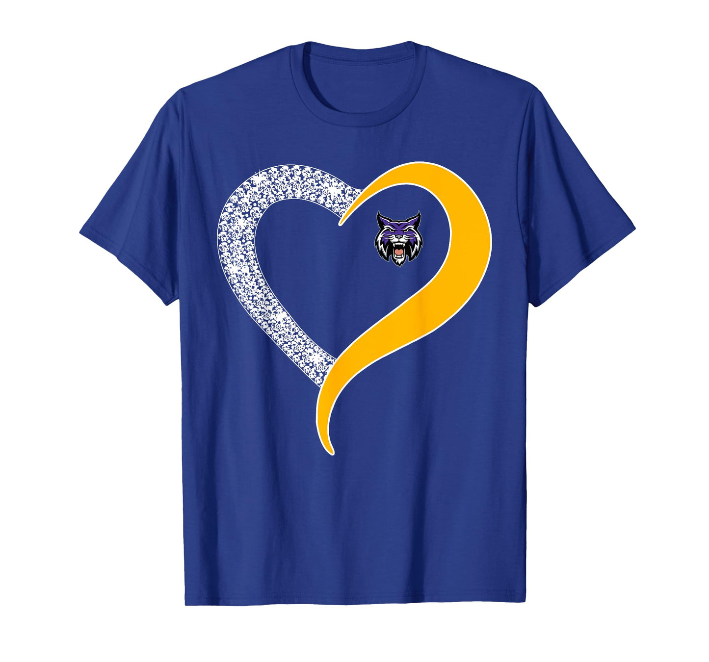 Hallsville Bobcats Logo Diamond Heart HS T-Shirt