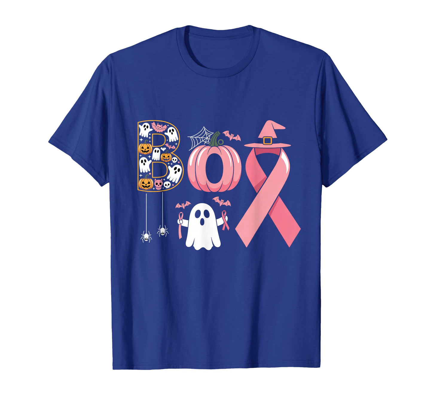 Boo Halloween Pink Pumpkin Ribbon Breast Cancer Awareness T-Shirt