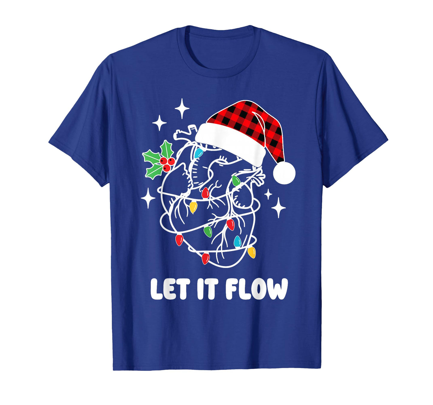 Funny Let It Flow Anatomy Heart Cardiac Nurse Santa Hat Xmas T-Shirt