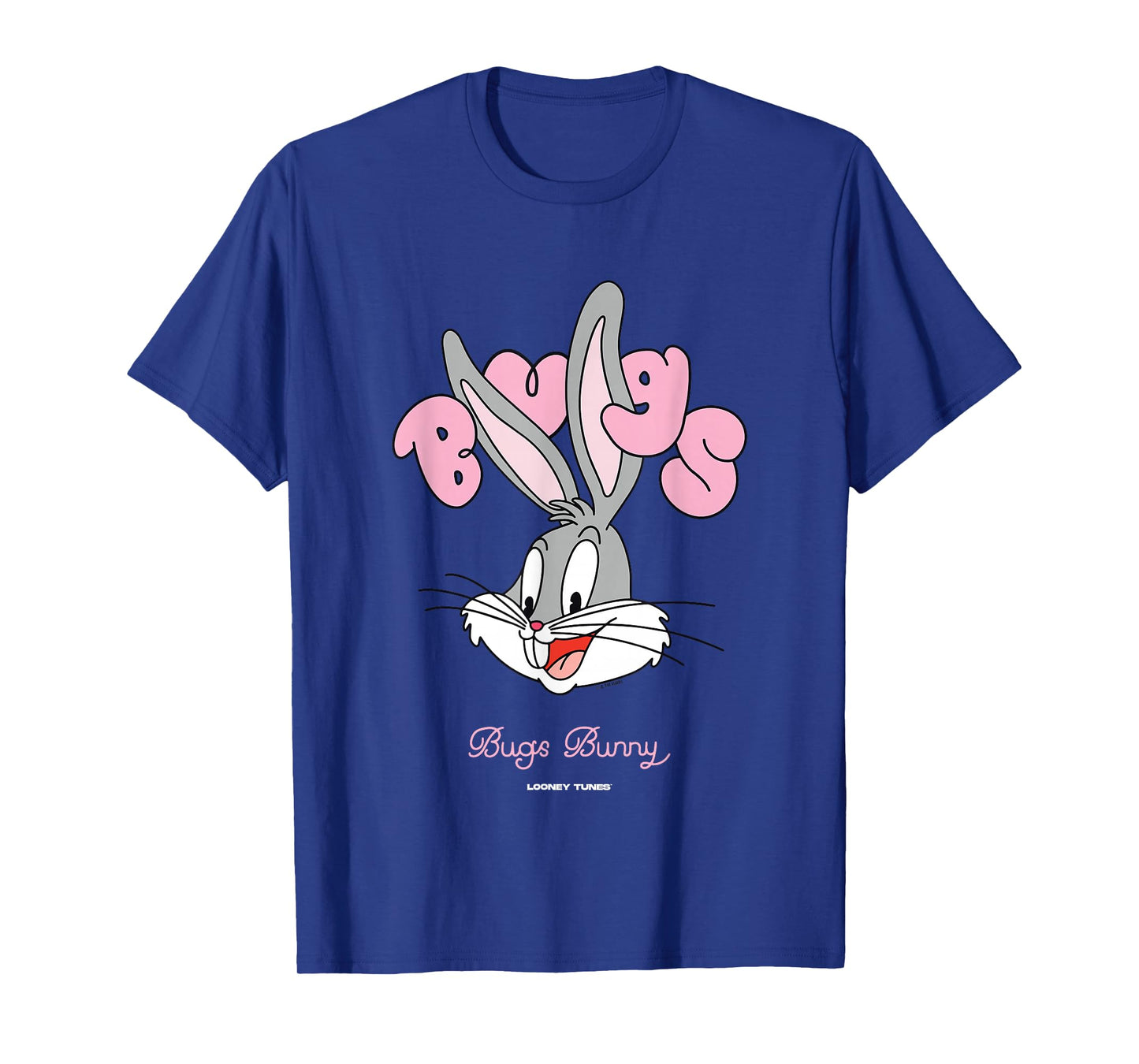 Looney Tunes Bugs Bunny Pink Bubble Text Big Face T-Shirt