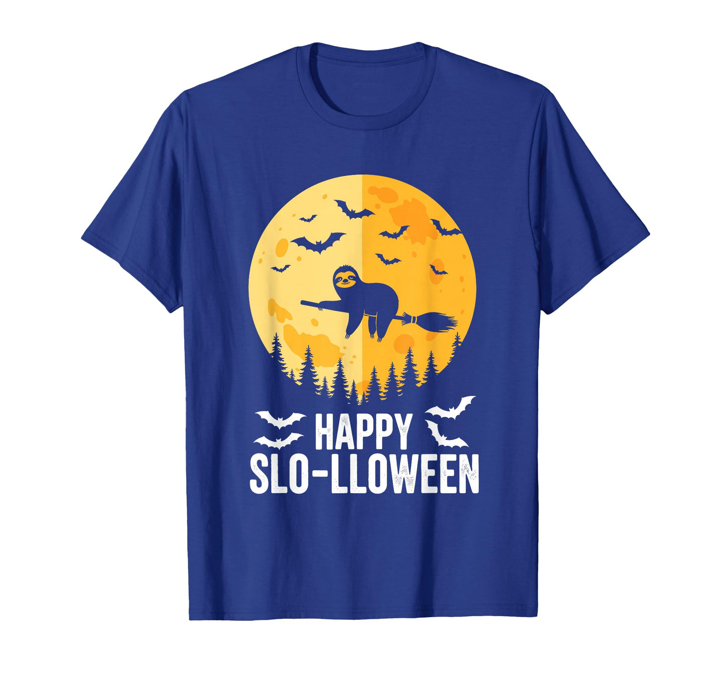 Happy Slo-lloween Funny Halloween Sloth Flying Witch T-Shirt