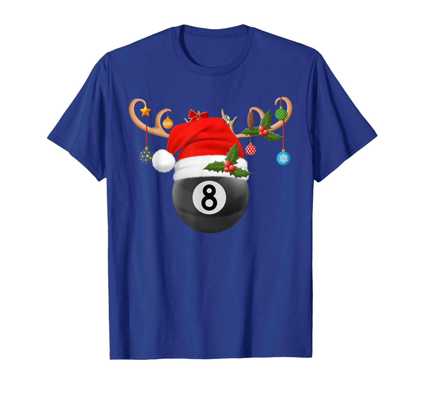8 Ball Billiard Christmas Reindeer Santa Sports Player Xmas T-Shirt