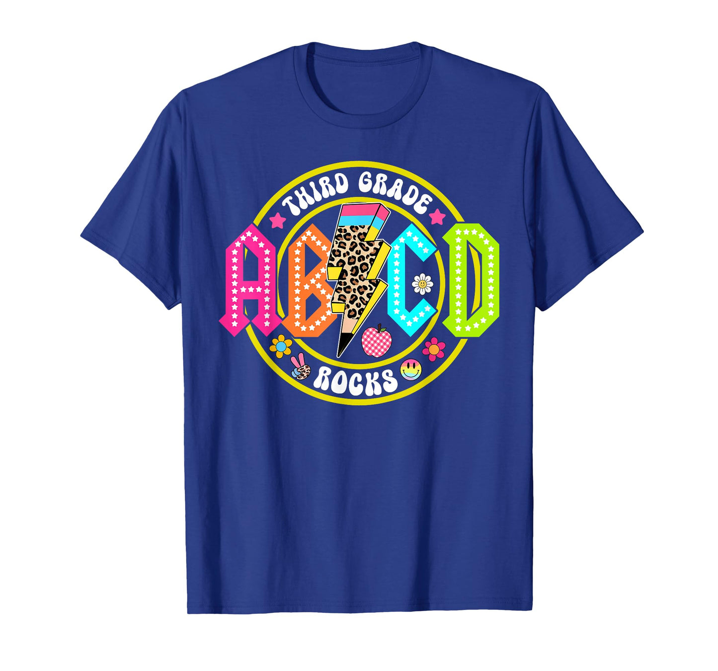 Retro Lightning Bolt ABCD Third Grade Rocks Back To School T-Shirt