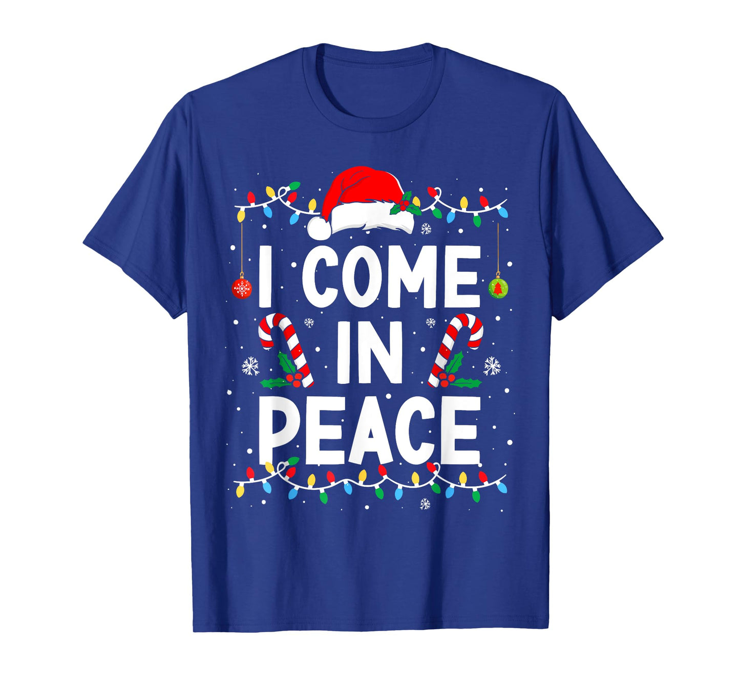 Peace I Come in Peace Christmas Xmas Lights Holiday Couples T-Shirt