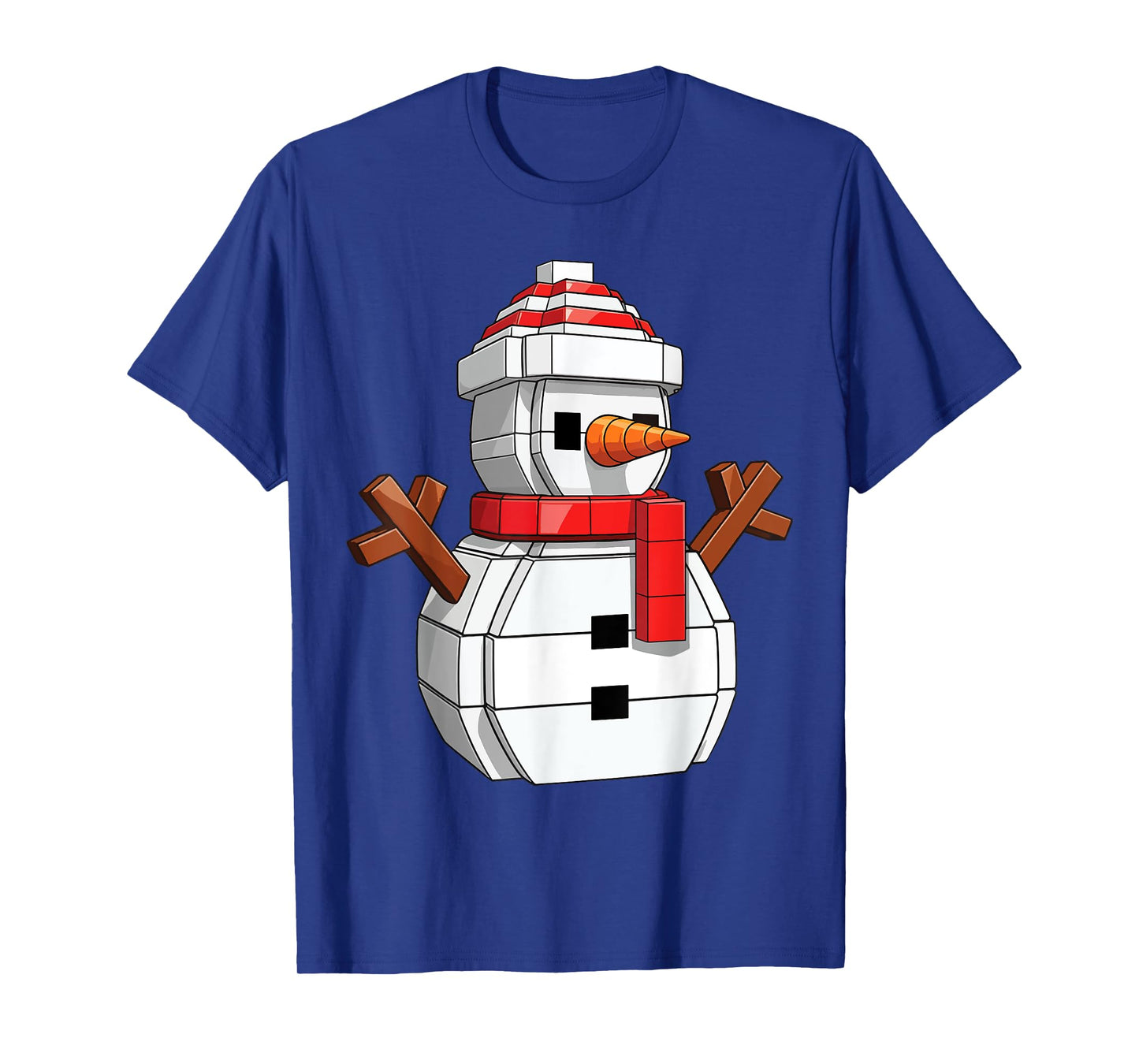 Snow Man Block Building Christmas Builder Brick Master Build T-Shirt
