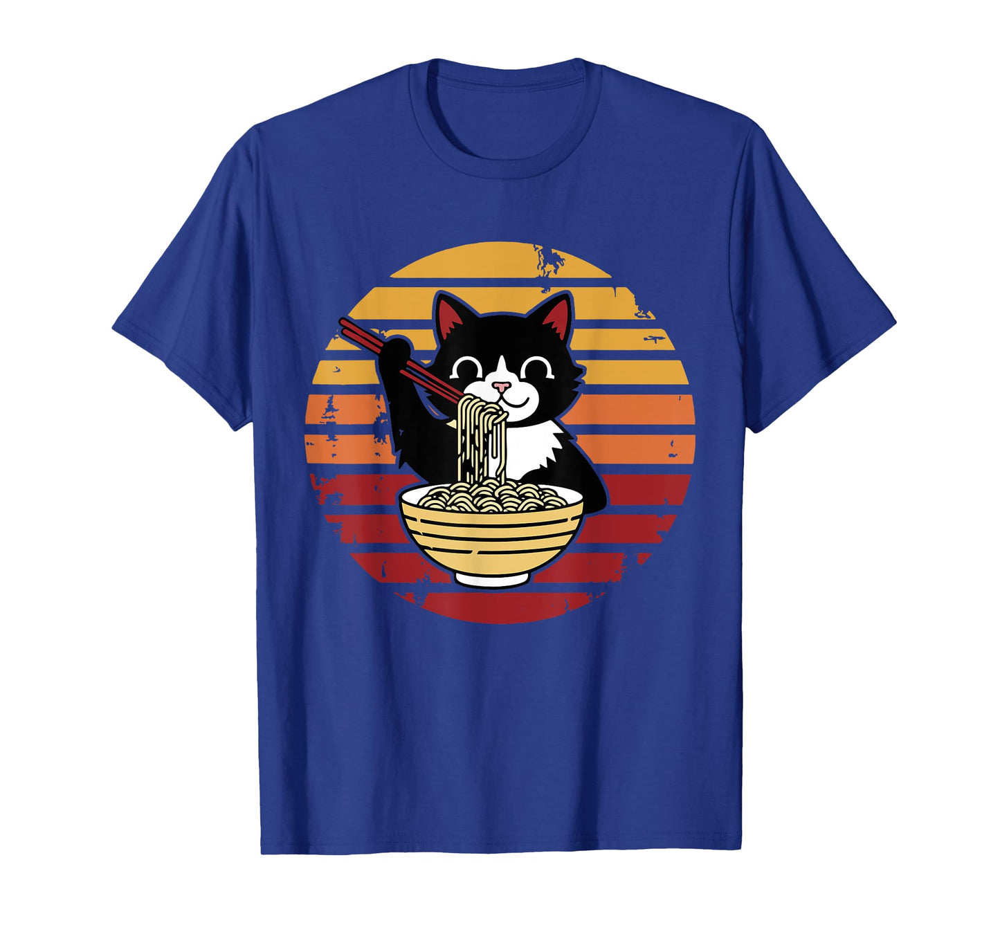 Cat Eating Ramen Black Cat Noodle Bowl T-Shirt