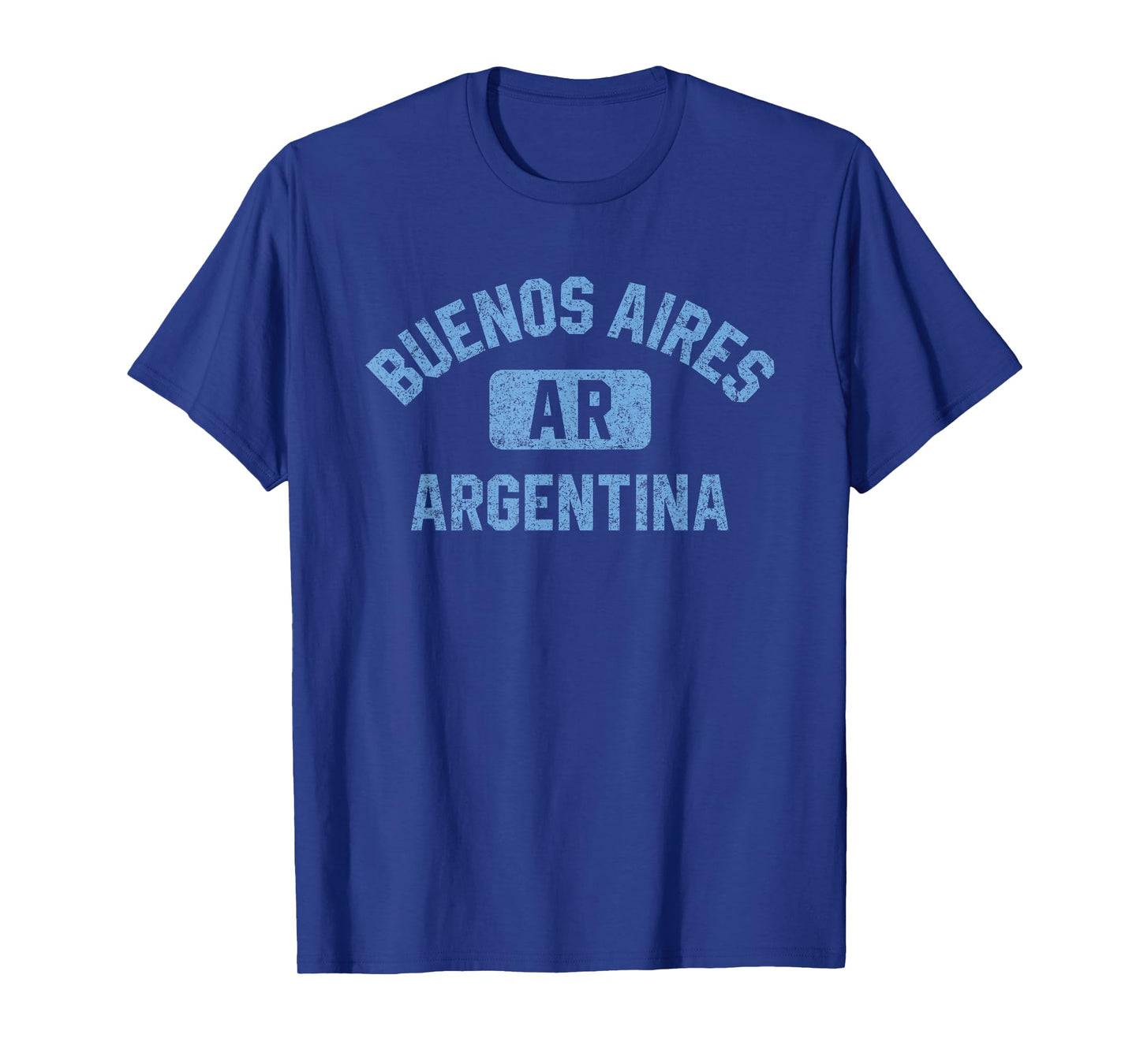 Buenos Aires Argentina Gym Style Distressed Light Blue Print T-Shirt