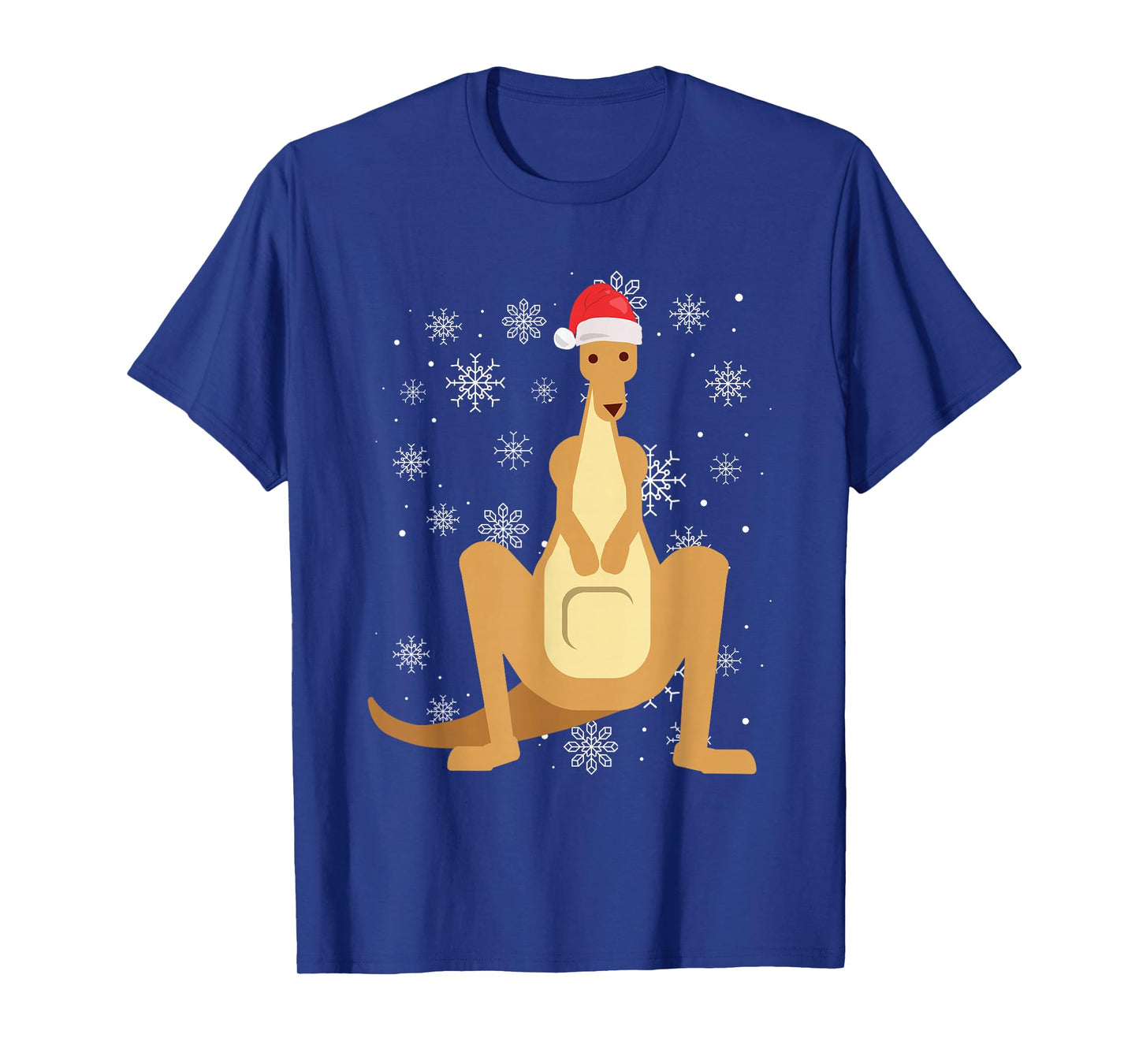 Kangaroo with Santa Hat Snowflakes Aussie Christmas T-Shirt