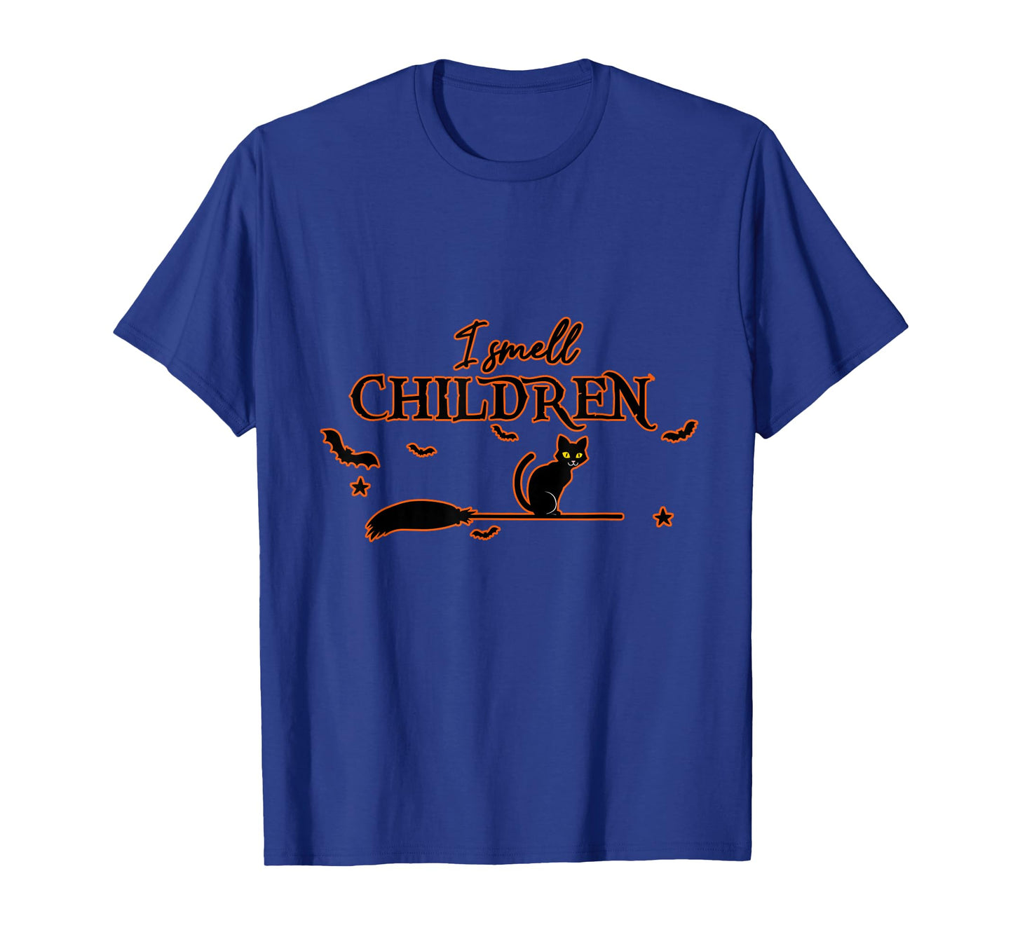 I Smell Children Black Cat Halloween with Stars and Bats T-Shirt