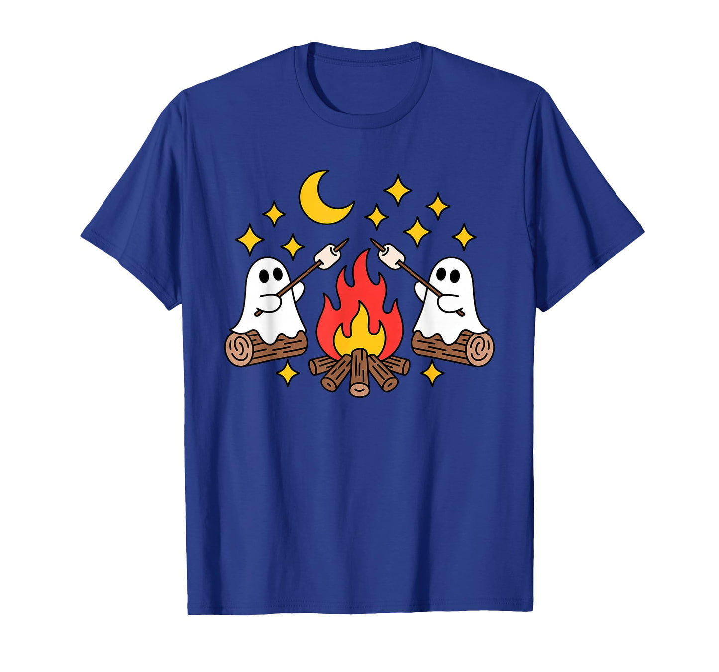 Cute Ghosts Camping Campfire Marshmallows Halloween Spooky T-Shirt