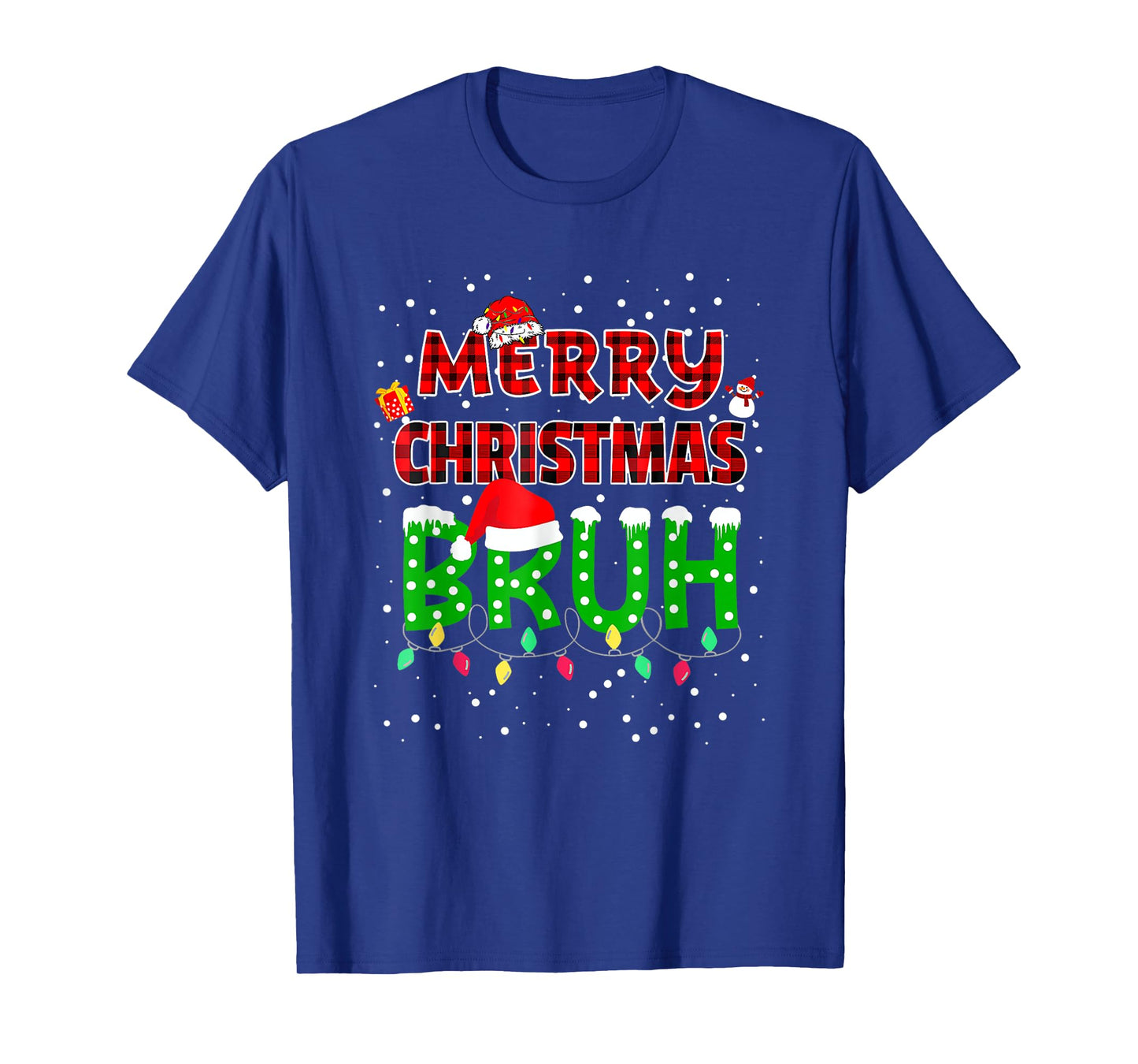 Bruh Merry Christmas Red Plaid Xmas Pajama T-Shirt