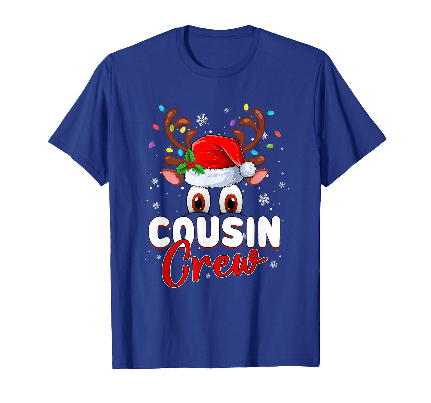 Cousin Crew Christmas Santa Hat Xmas Lights Funny Holiday T-Shirt