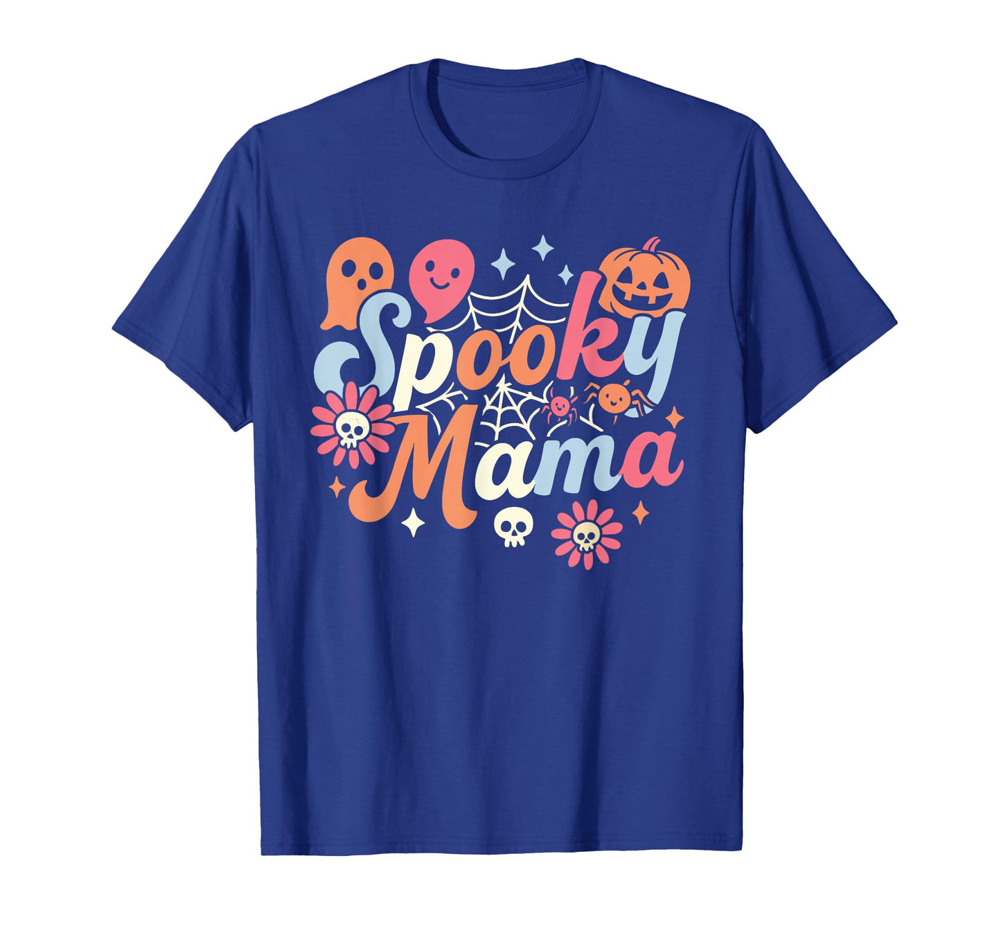 Spooky Mama Funny Mom Halloween Ghost Witch Bat T-Shirt