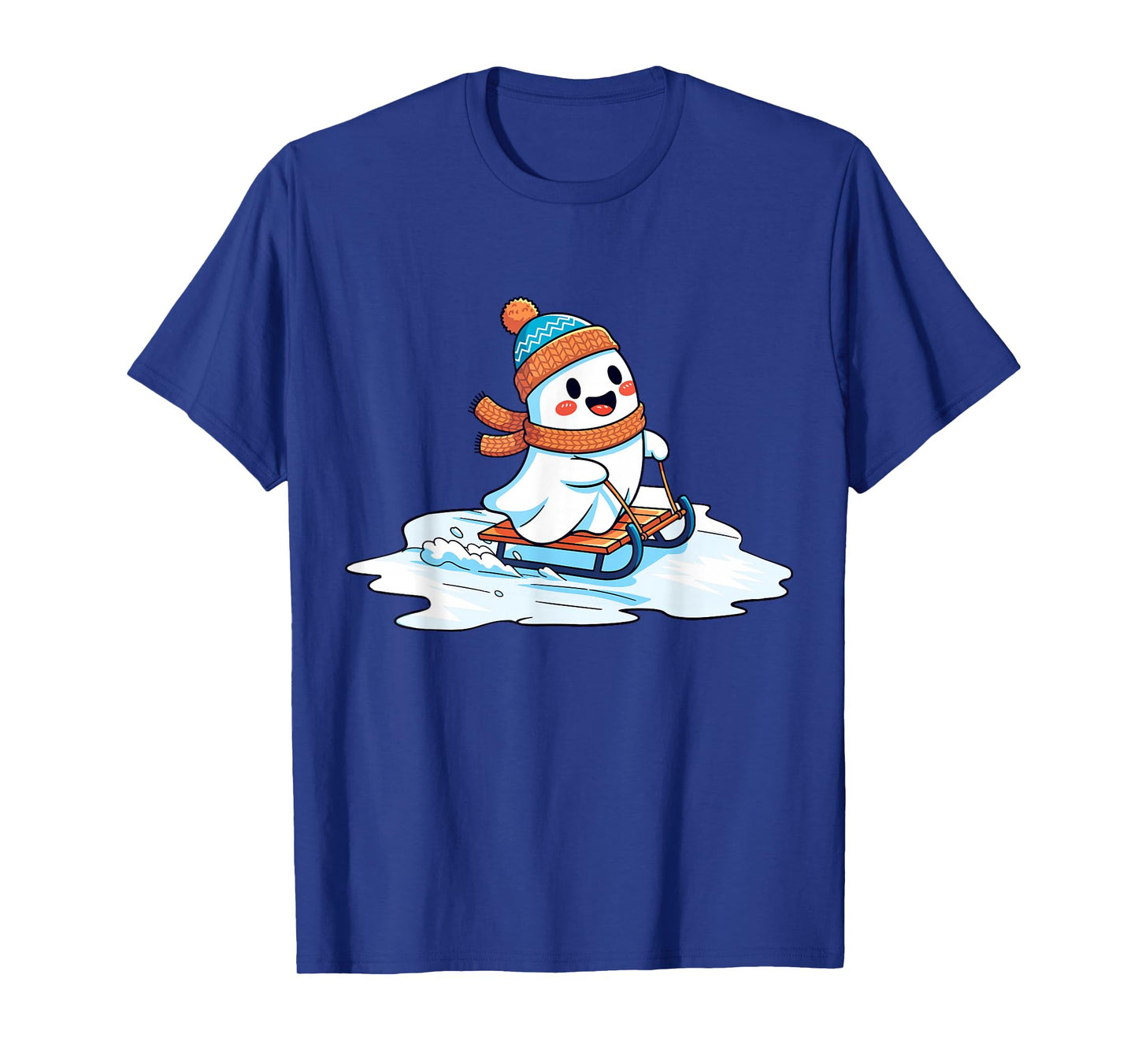 Cute Ghost Skii Winter Halloween Christmas Winterween T-Shirt