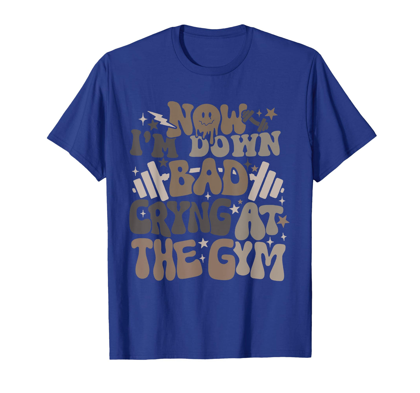 Now I'm Down Bad Crying At The Gym Unisex-Adults T-Shirt, Gym-goers, Young Adults, Black, Small, Short Sleeve