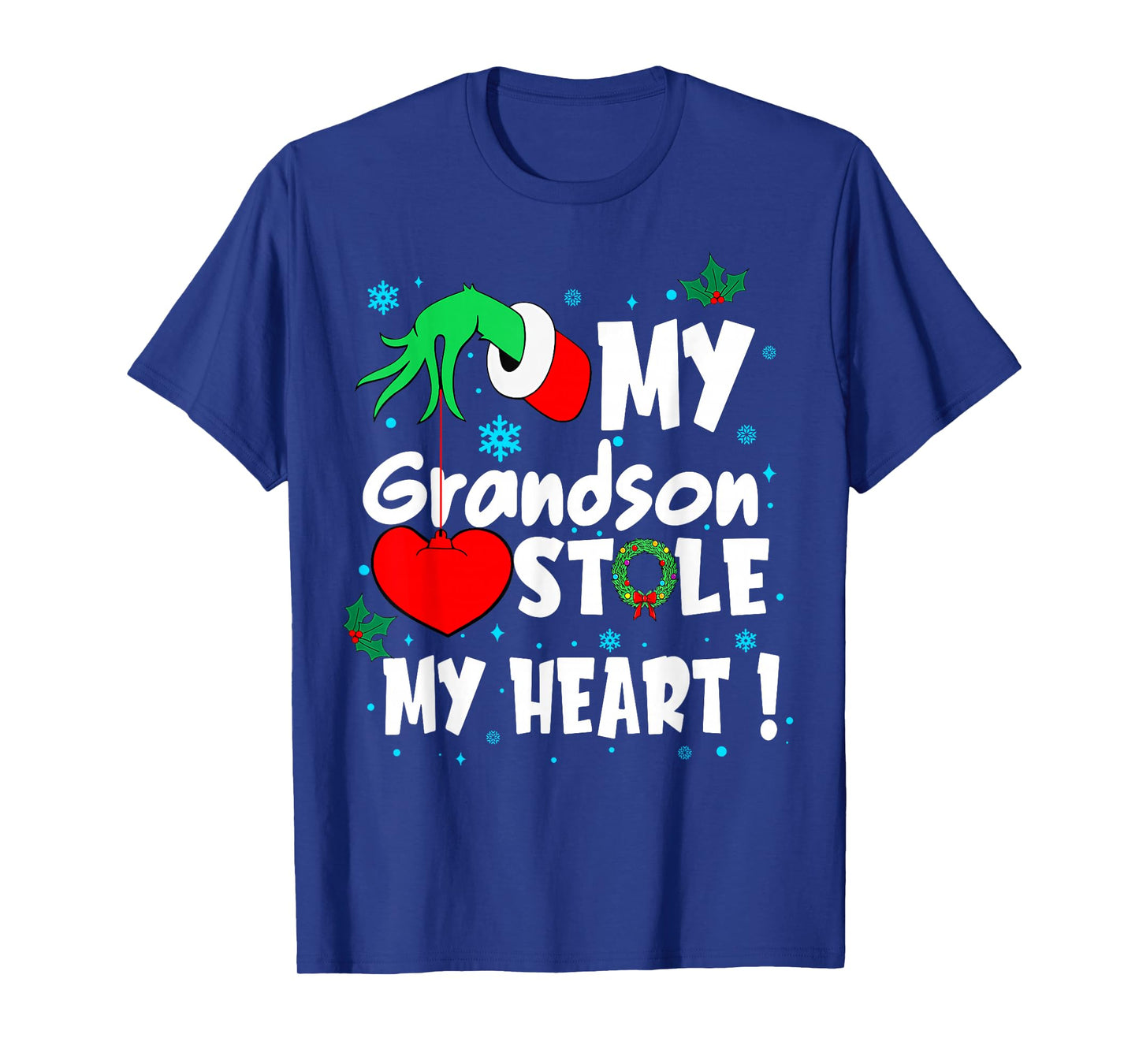 My Grandson Stole My Heart Christmas Family Holiday Pajamas T-Shirt