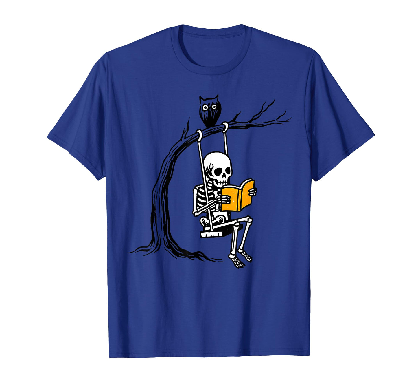 Halloween Skeleton Swing Reading Vintage Costume Women Men T-Shirt
