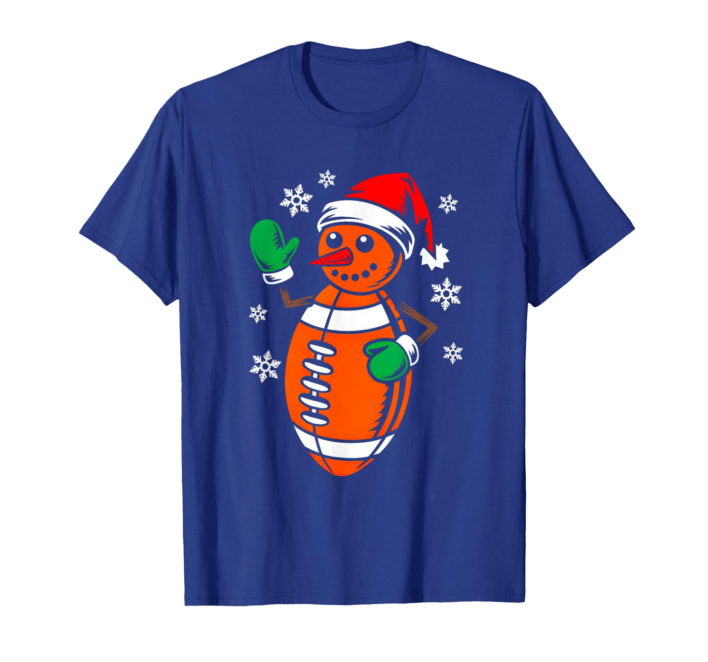 Football Santa Hat Snowman Xmas Funny Football Christmas T-Shirt