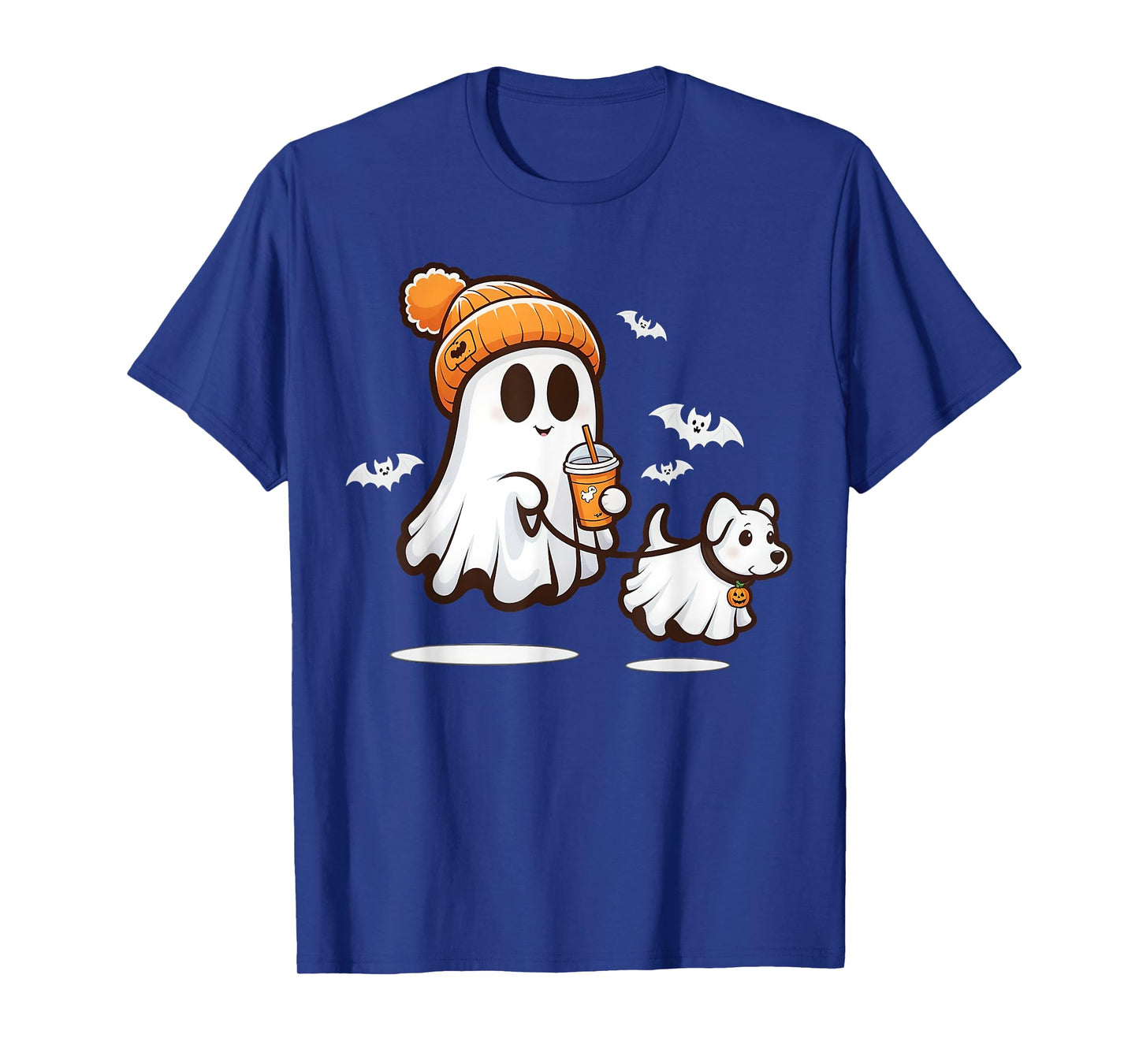 Funny Ghost Walking Dog Ghost Dog Halloween Women Men Kids T-Shirt