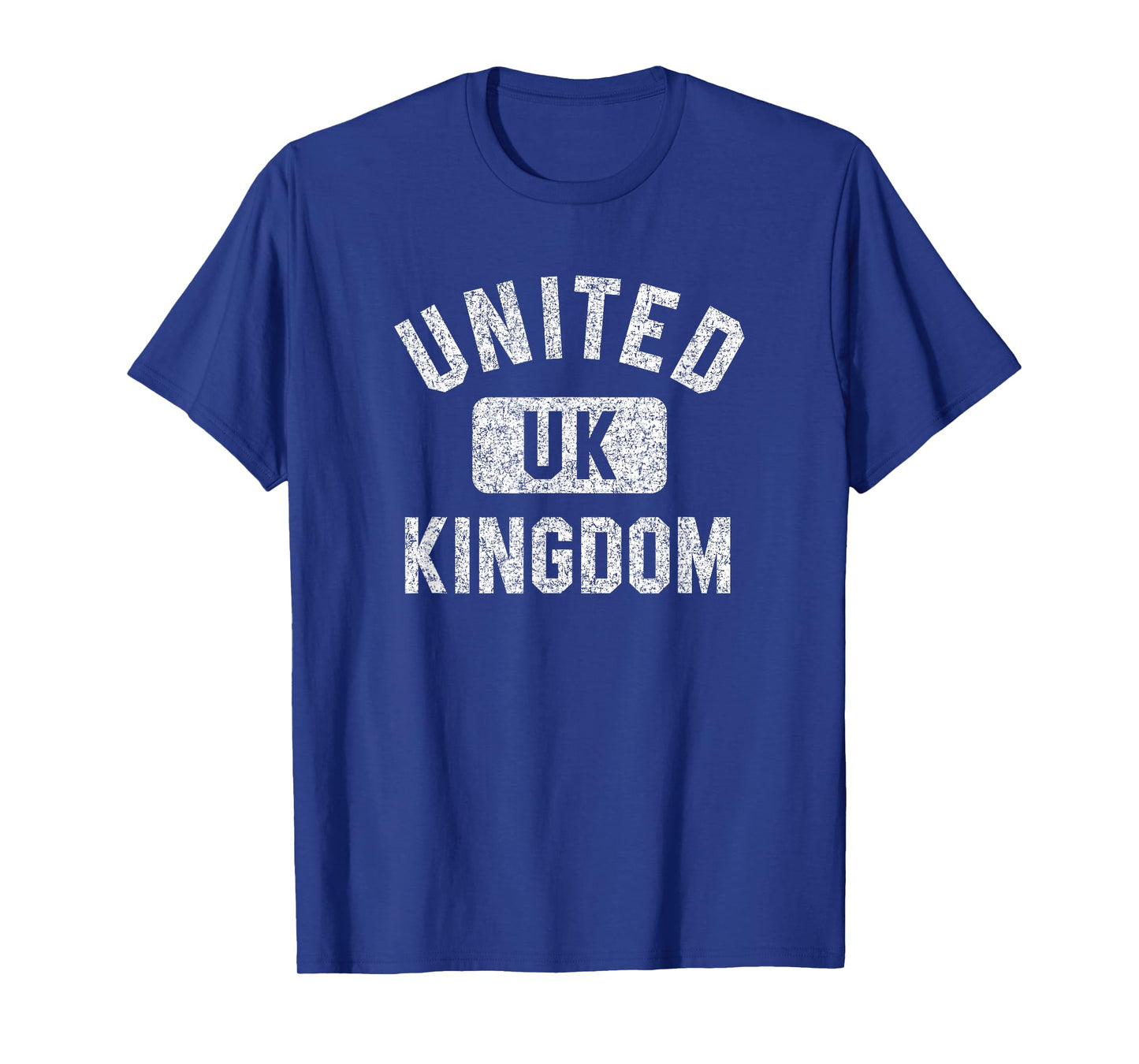 United Kingdom Gym Style Distressed White Print T-Shirt