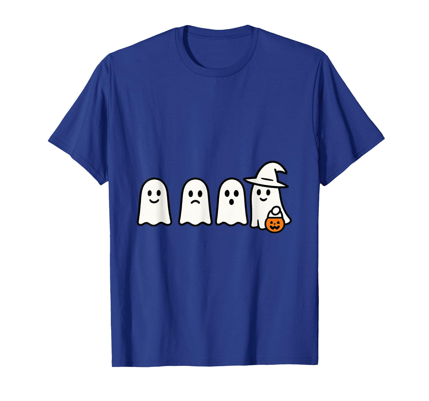 Halloween Ghosts with Witch Hat and Pumpkin Design T-Shirt